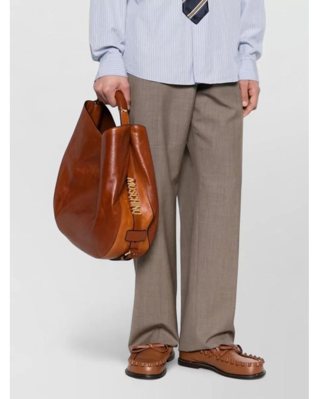 Moschino Brown Leather Shoulder Bag