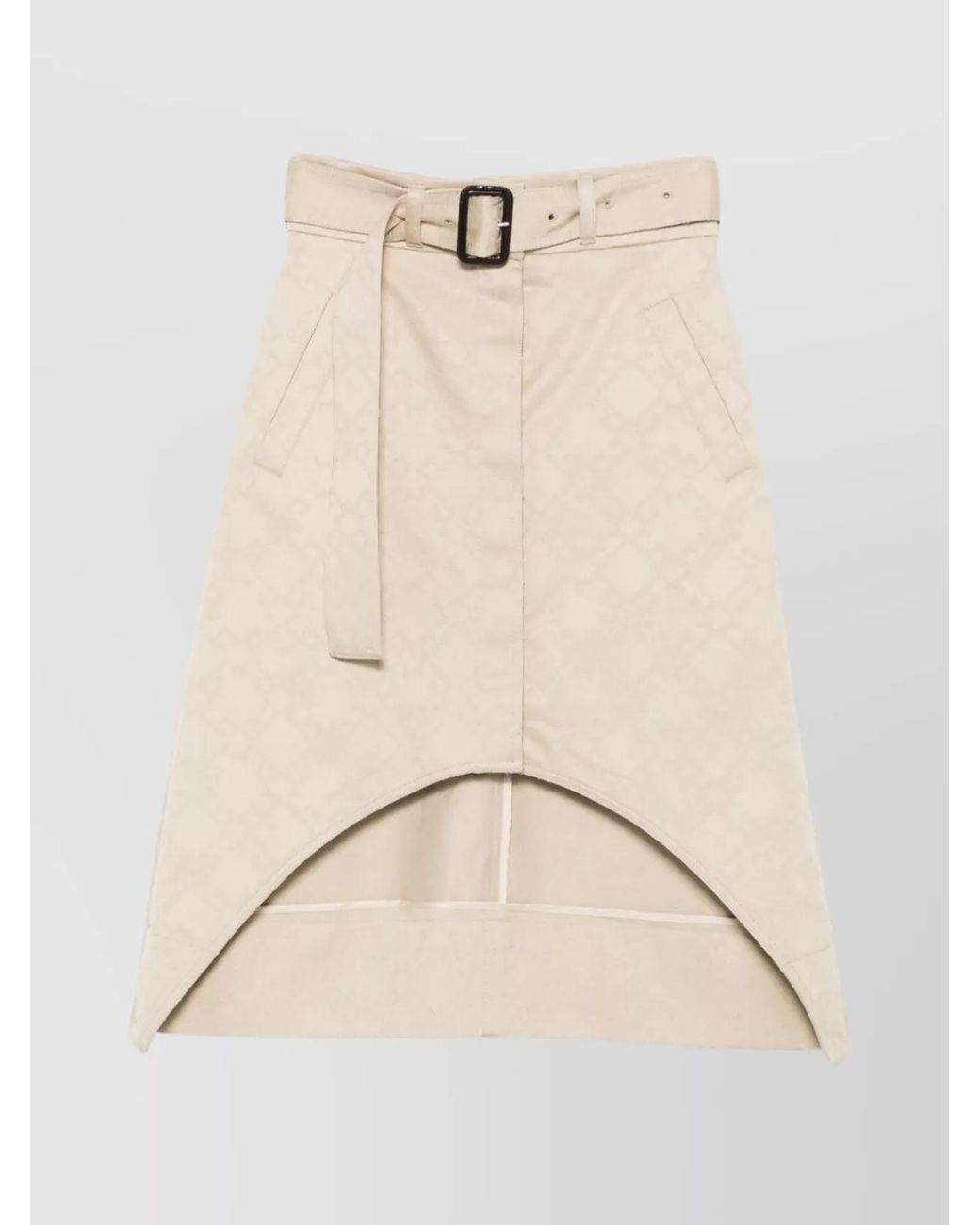Givenchy Natural Cotton Belted Knee-Length Skirt