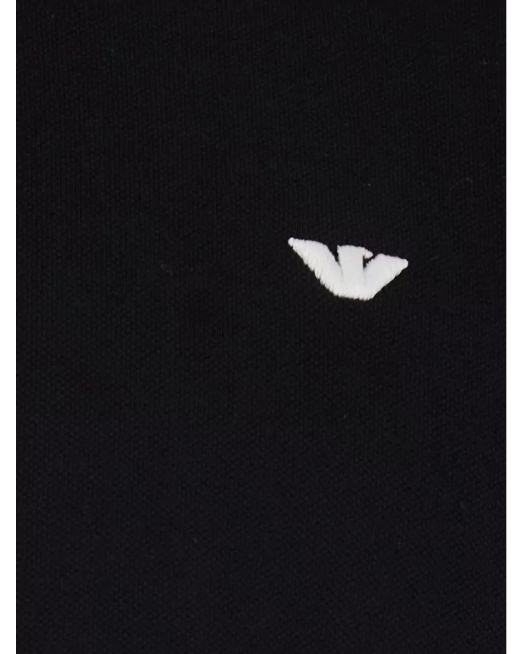 Emporio Armani Black Cotton Logo-Embroidered Short-Sleeve Polo Shirt for men