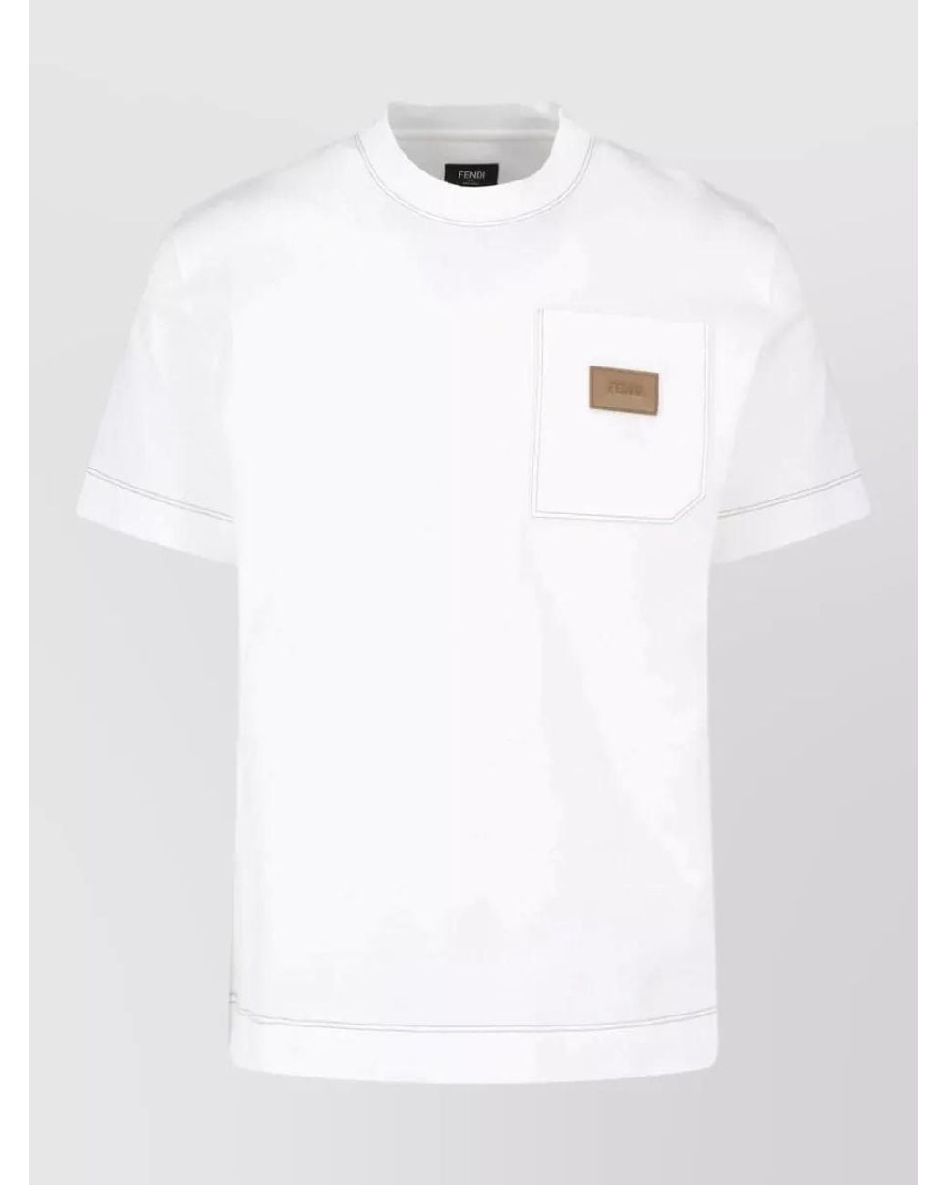 Fendi White Cotton Short-Sleeve Crew-Neck T-Shirt for men