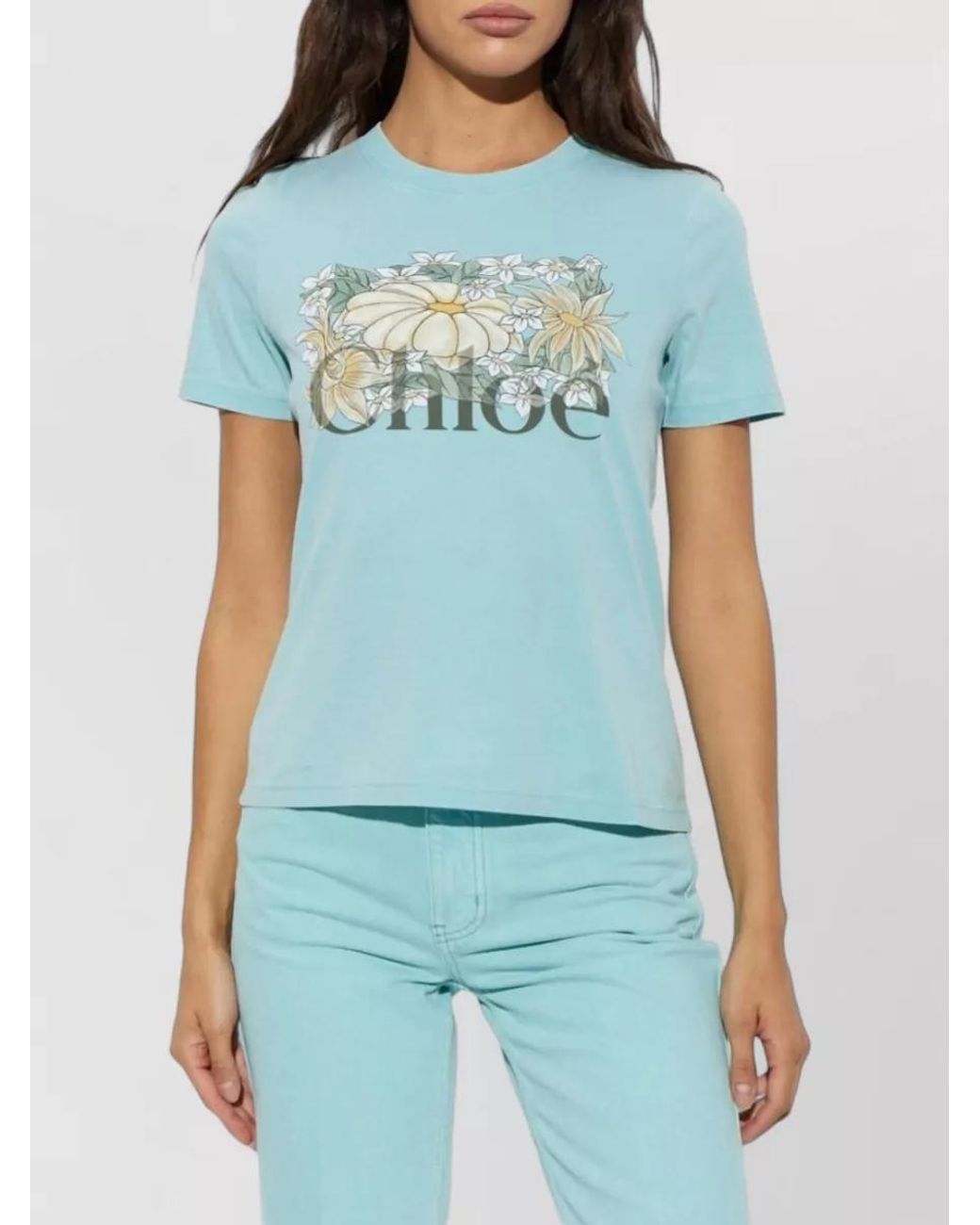 Chloé Blue Cotton Logo-Print Short-Sleeve T-Shirt
