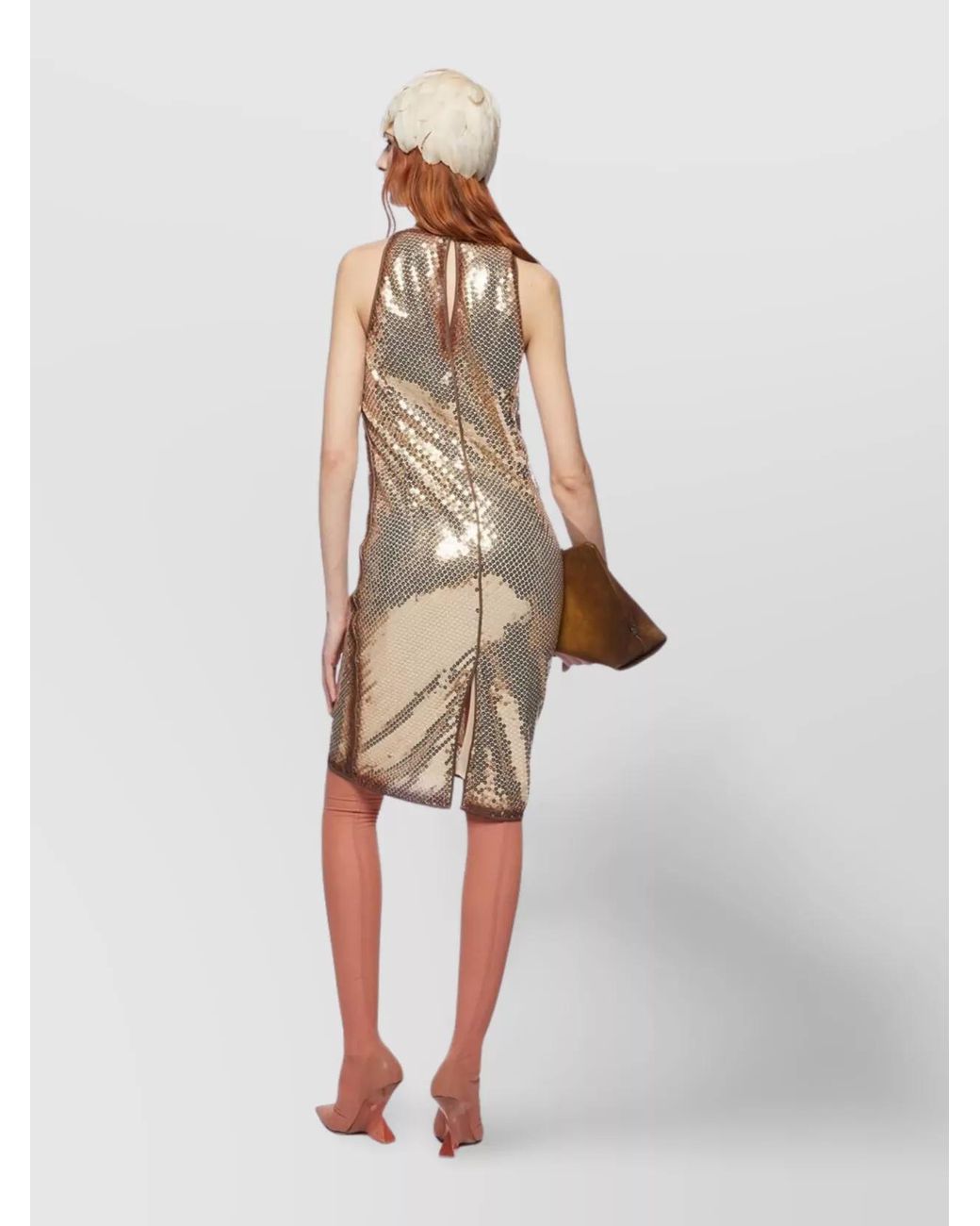 The Attico Natural Sequin-Embellished Sleeveless Mini Dress