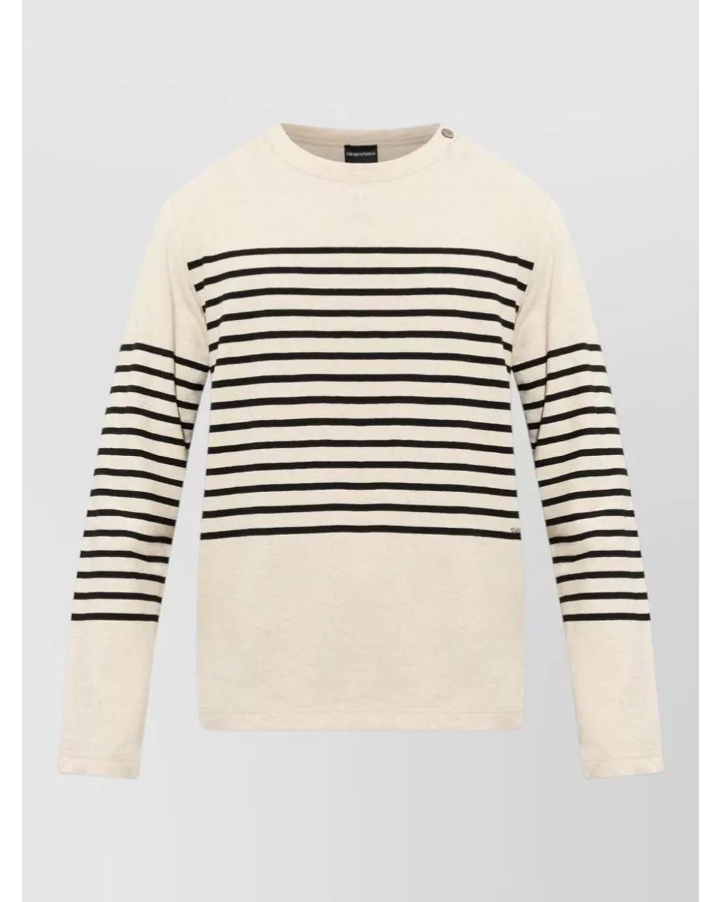 Emporio Armani Natural Striped Long-Sleeve Crew-Neck T-Shirt for men