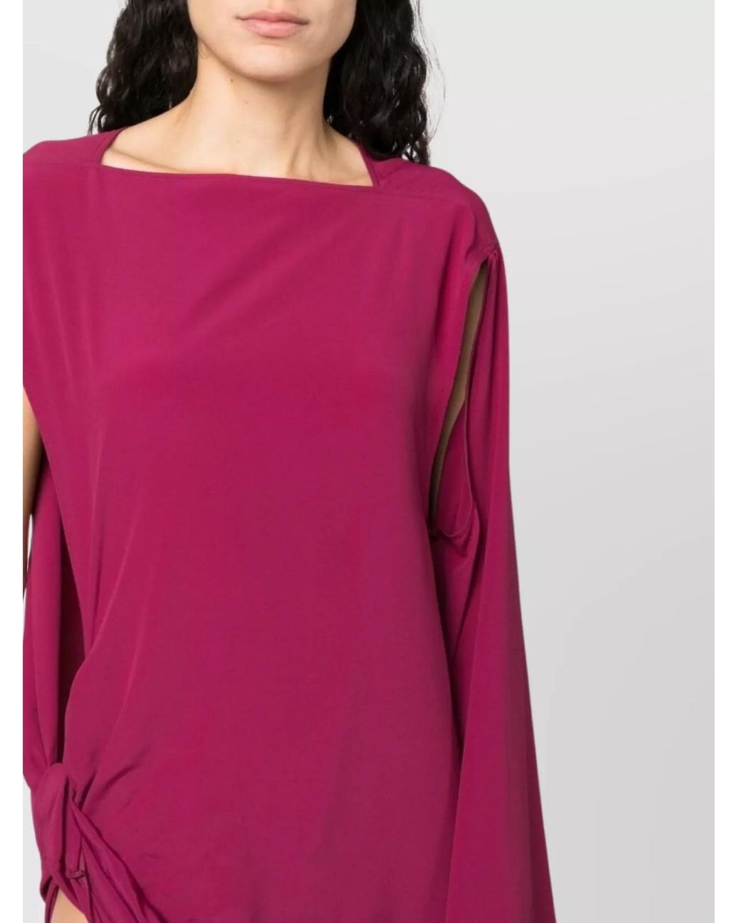 Rick Owens Pink Silk Blend Draped Asymmetric One-Shoulder Cutout Midi Dress