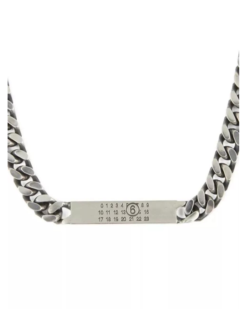 MM6 by Maison Margiela White Brass Logo Pendant Necklace for men