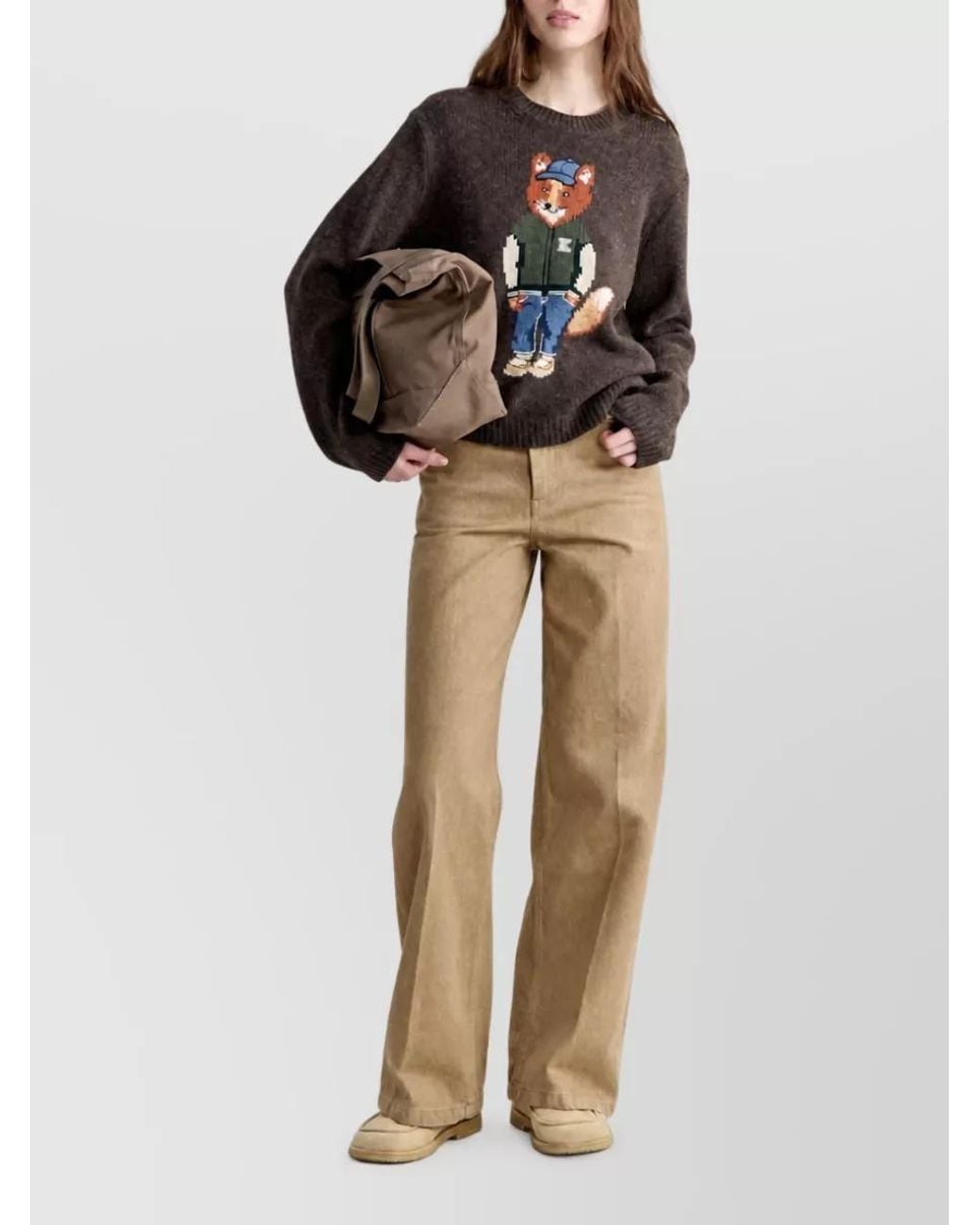 Maison Kitsuné Brown Wool Jumper