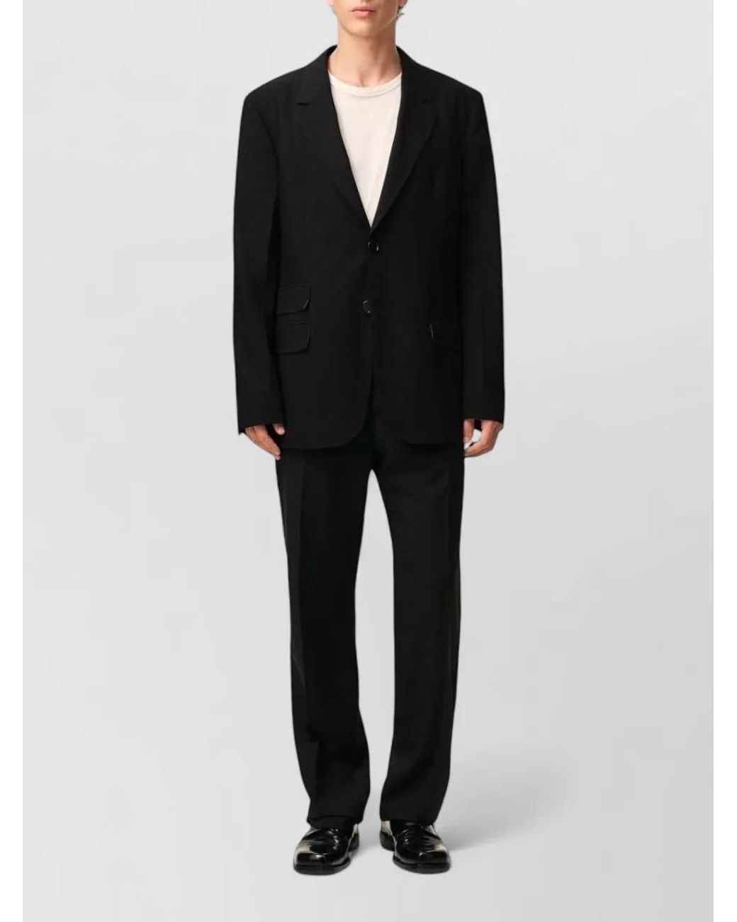 AMI Black Virgin Wool Single-Breasted Blazer for men