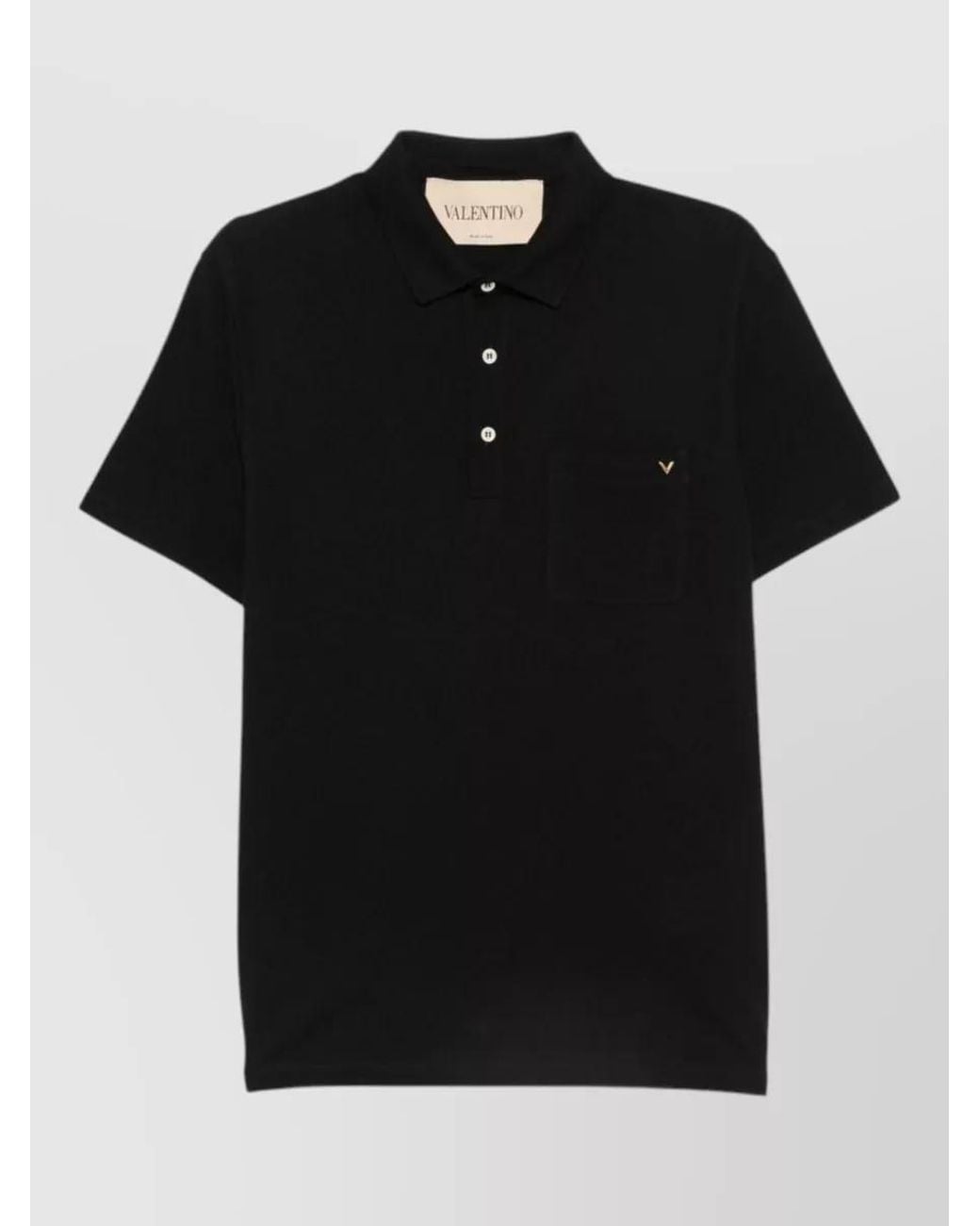Valentino Black Piqué Cotton Short-Sleeve Polo Shirt for men