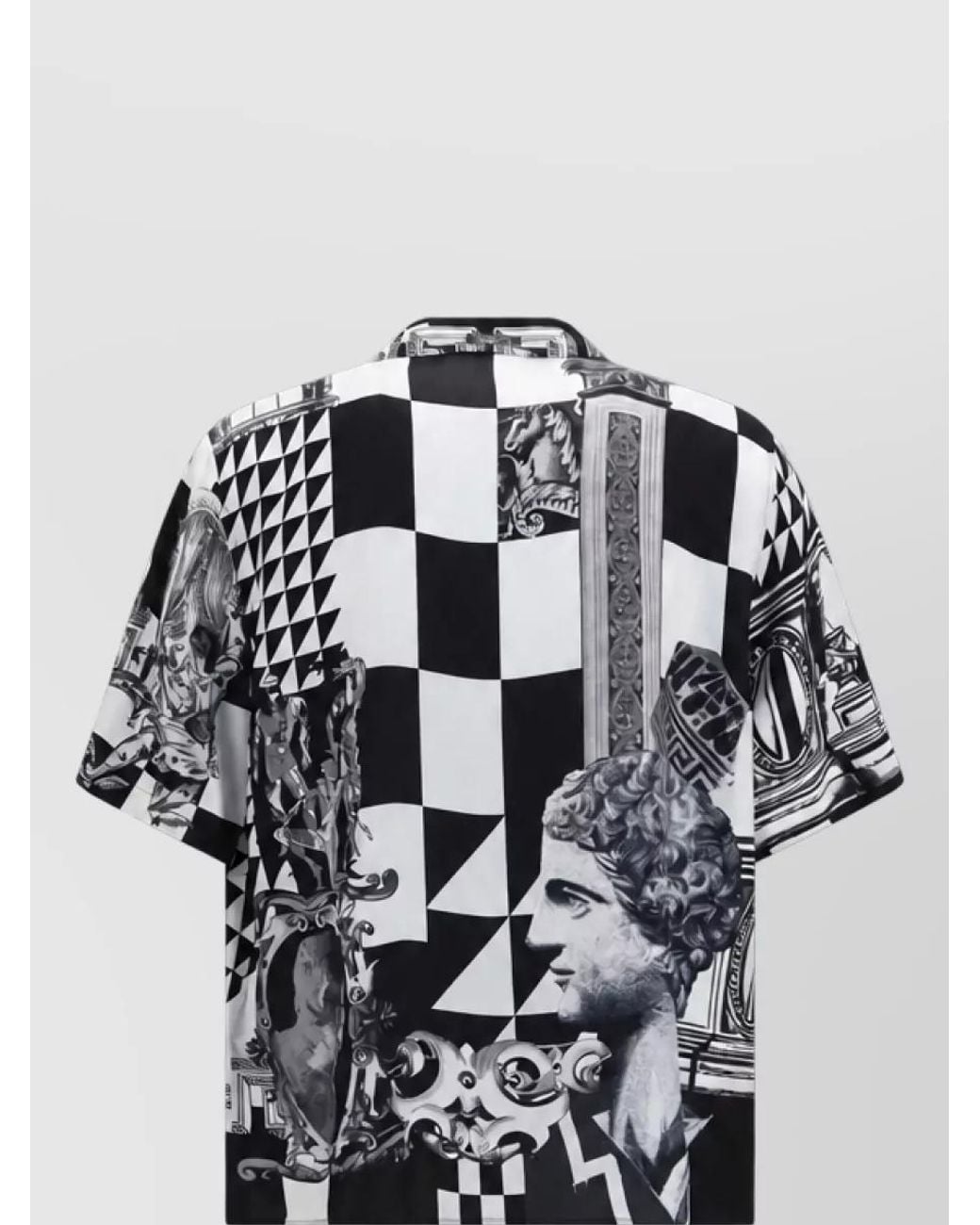 Versace Metallic Silk Printed Short-Sleeve Shirt for men