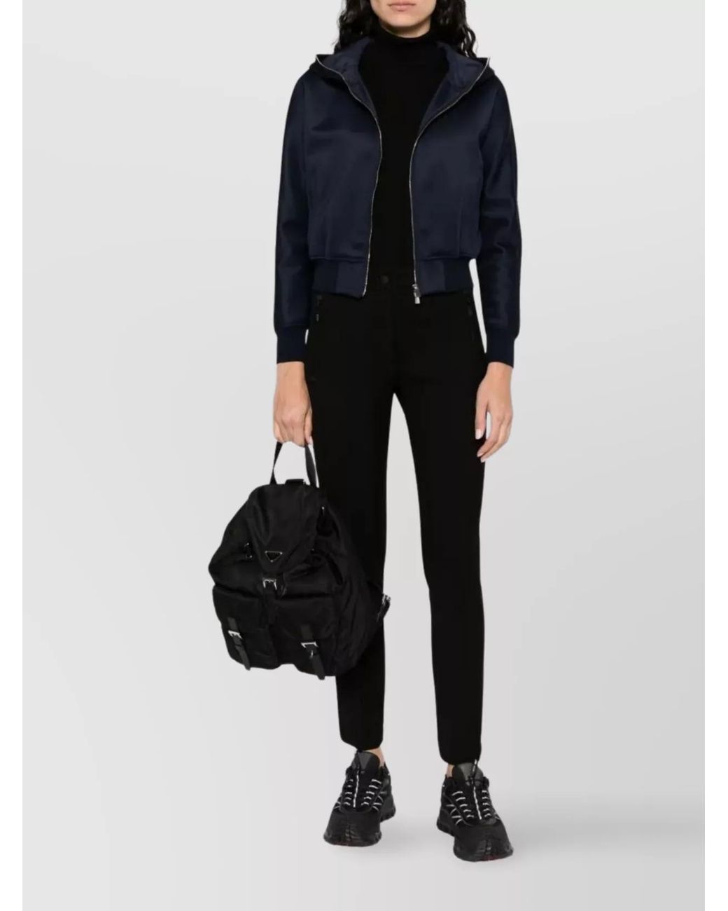 Moncler Black Mid-Rise Slim-Fit Trousers