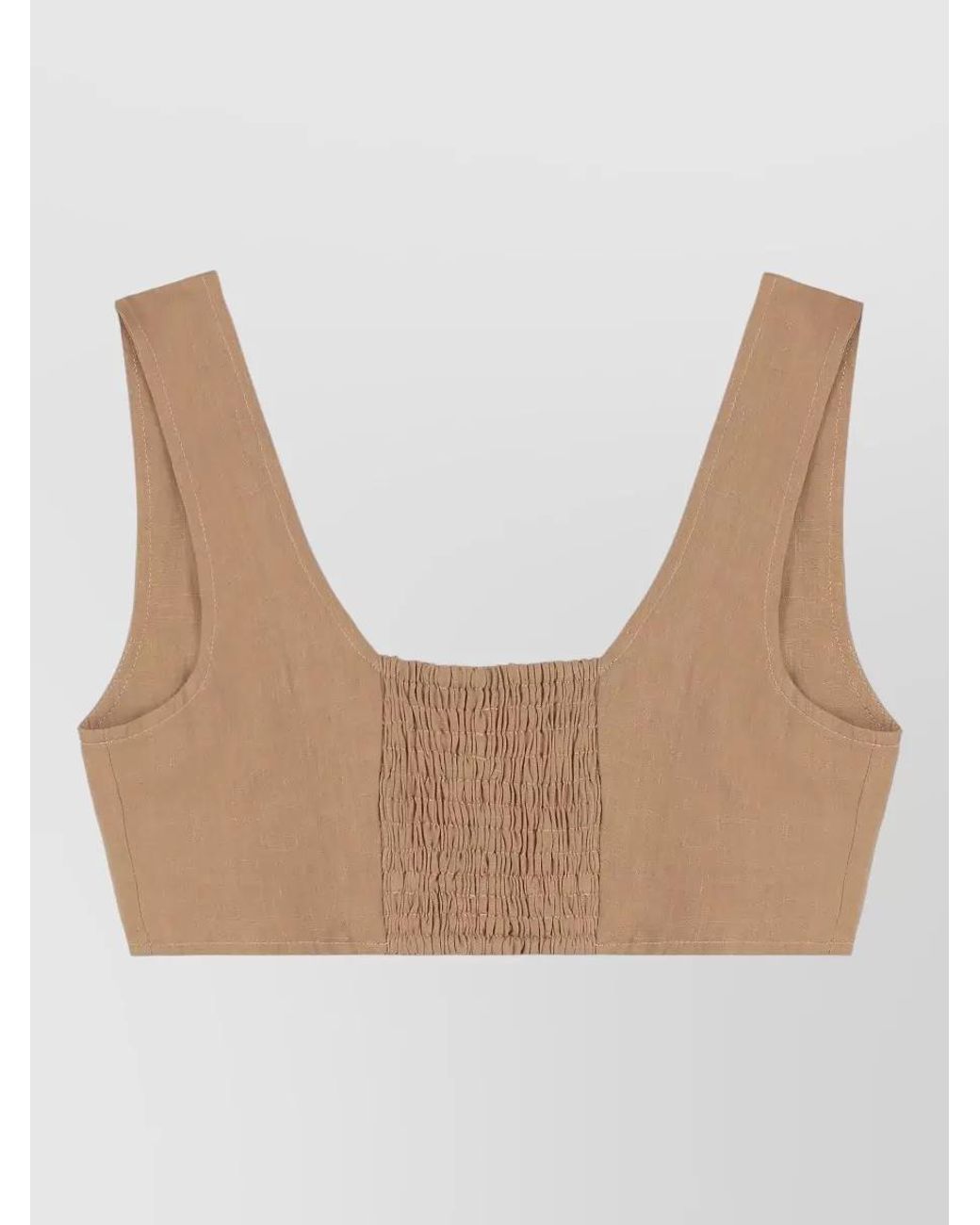 LeKasha White Linen Cropped Tank Top