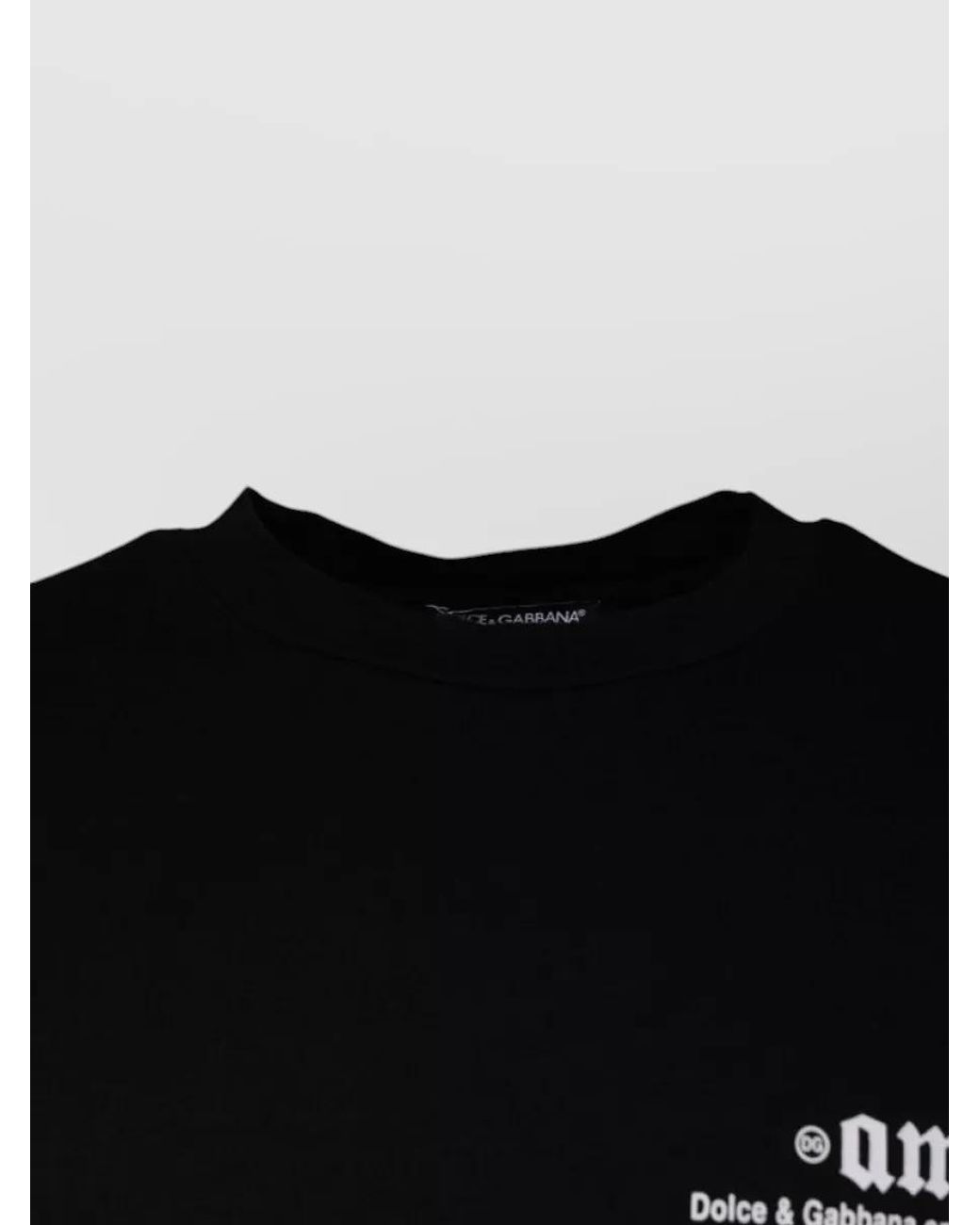 Dolce & Gabbana Black Amore Print Cotton Crew Neck T-Shirt for men