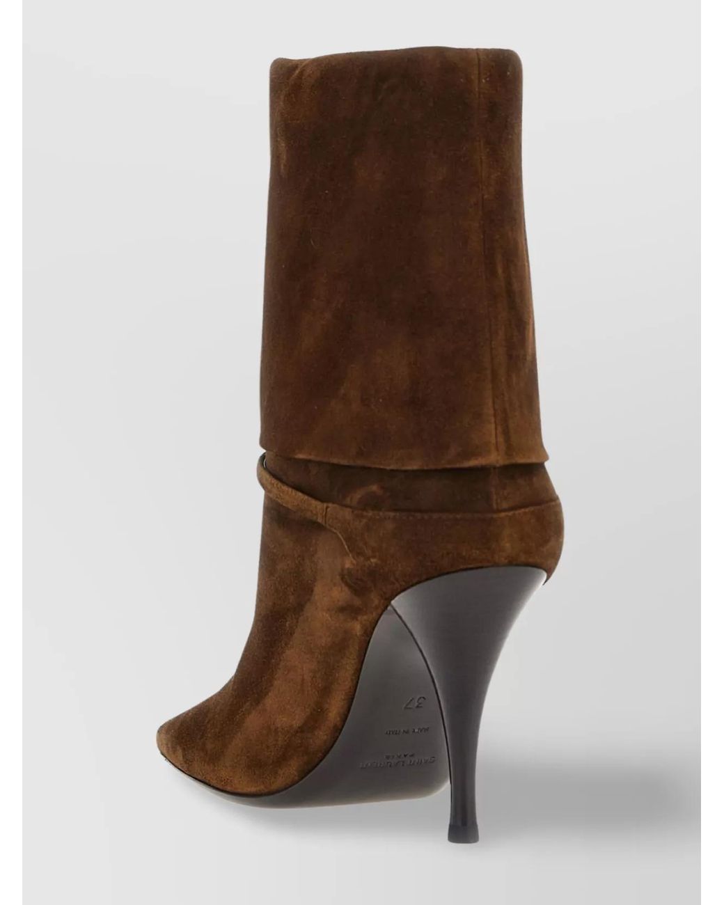 Saint Laurent Brown Suede Leather Pointed-Toe Ankle Boots