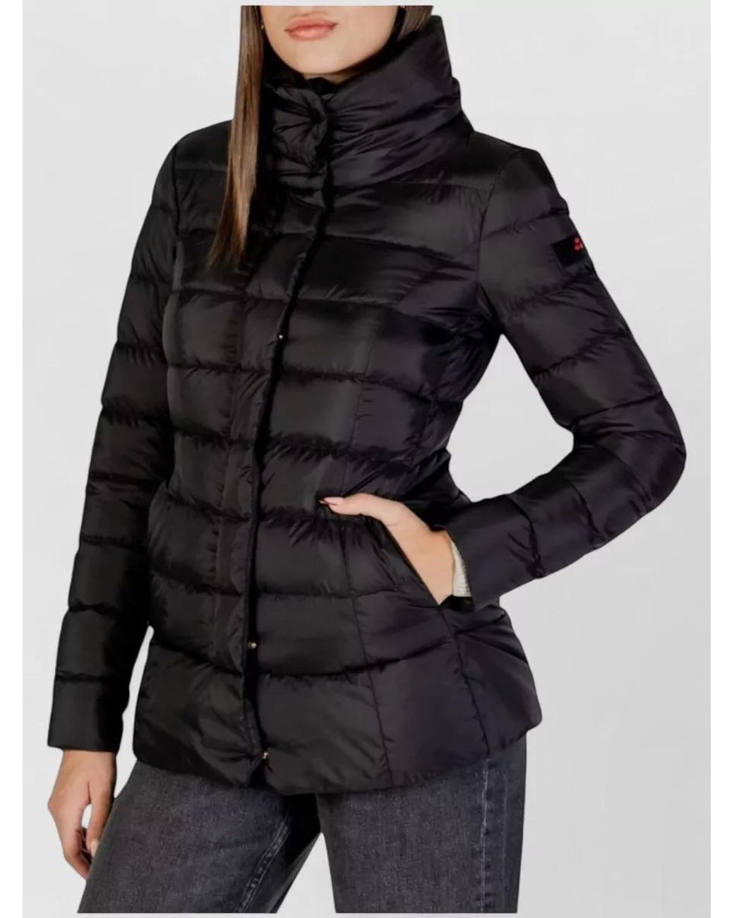 Peuterey Black Recycled Polyester Quilted Funnel-Neck Down Jacket
