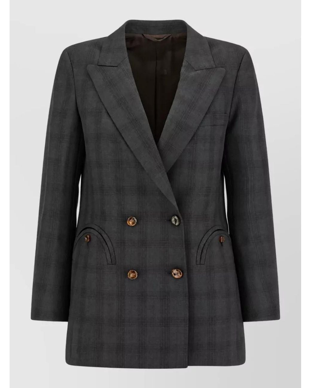 Blazé Milano Black Virgin Wool Checked Double-Breasted Blazer