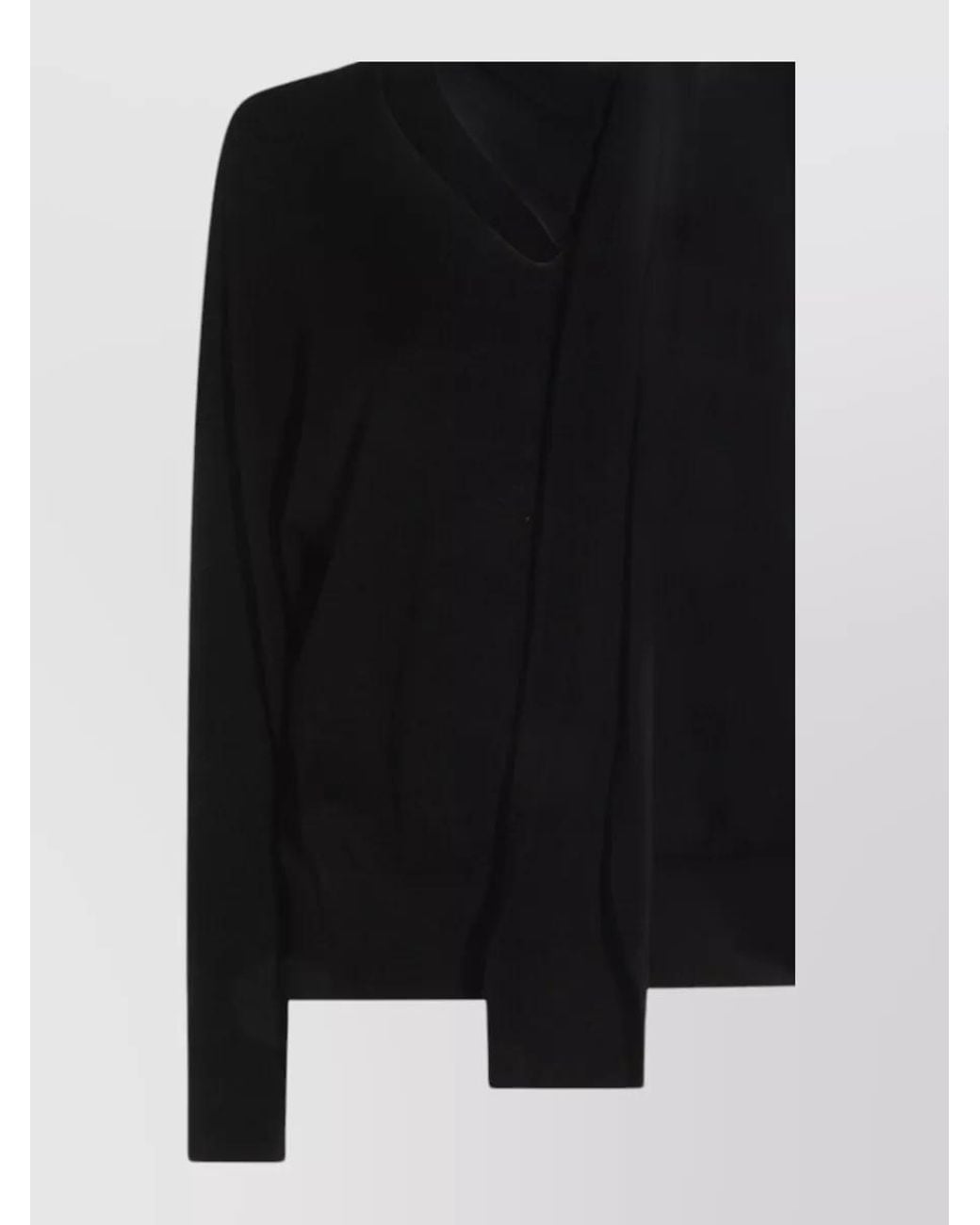 Zanone Black Virgin Wool Knotted Neck Long-Sleeve Jumper
