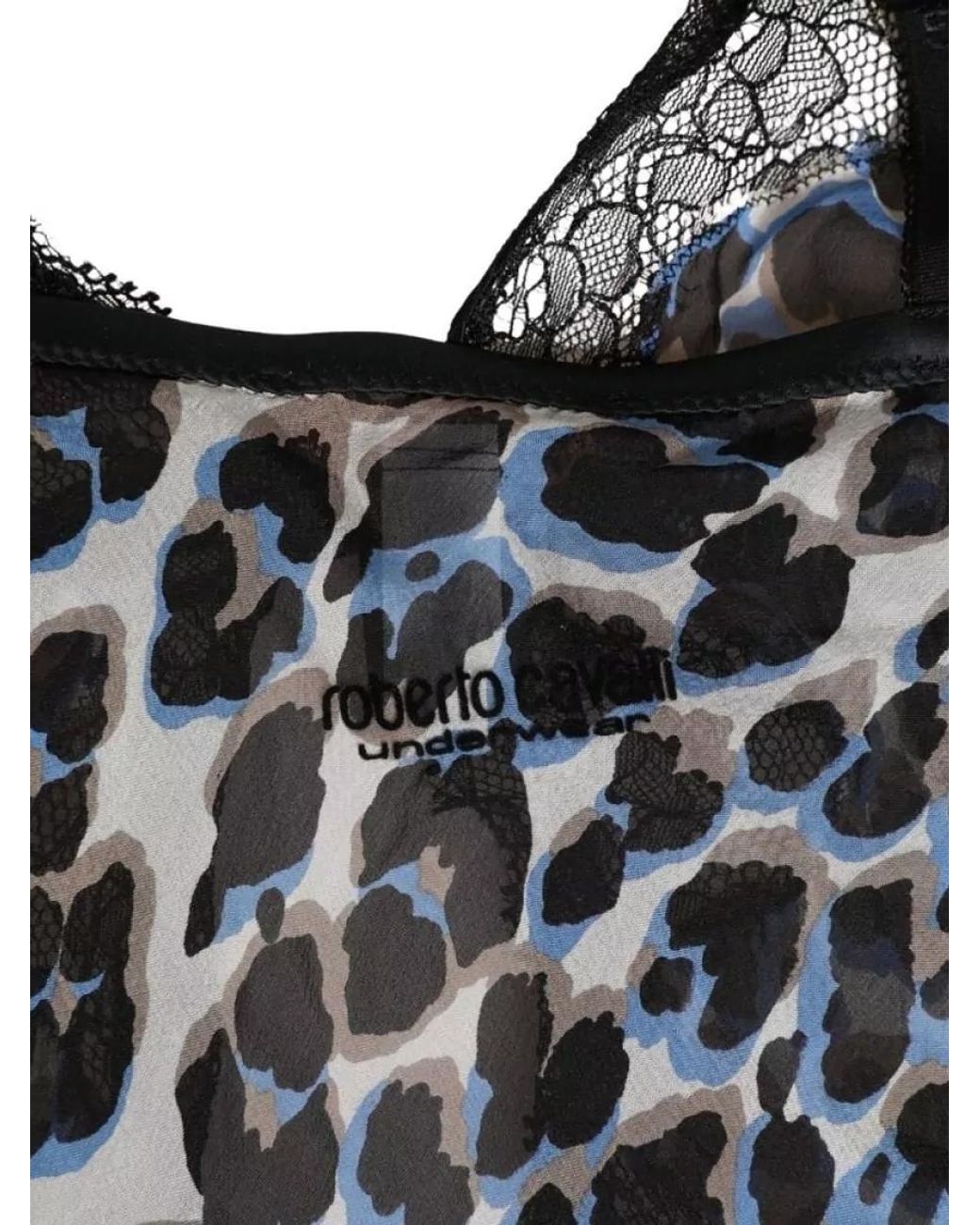 Roberto Cavalli Black Silk Leopard Babydoll Chemise