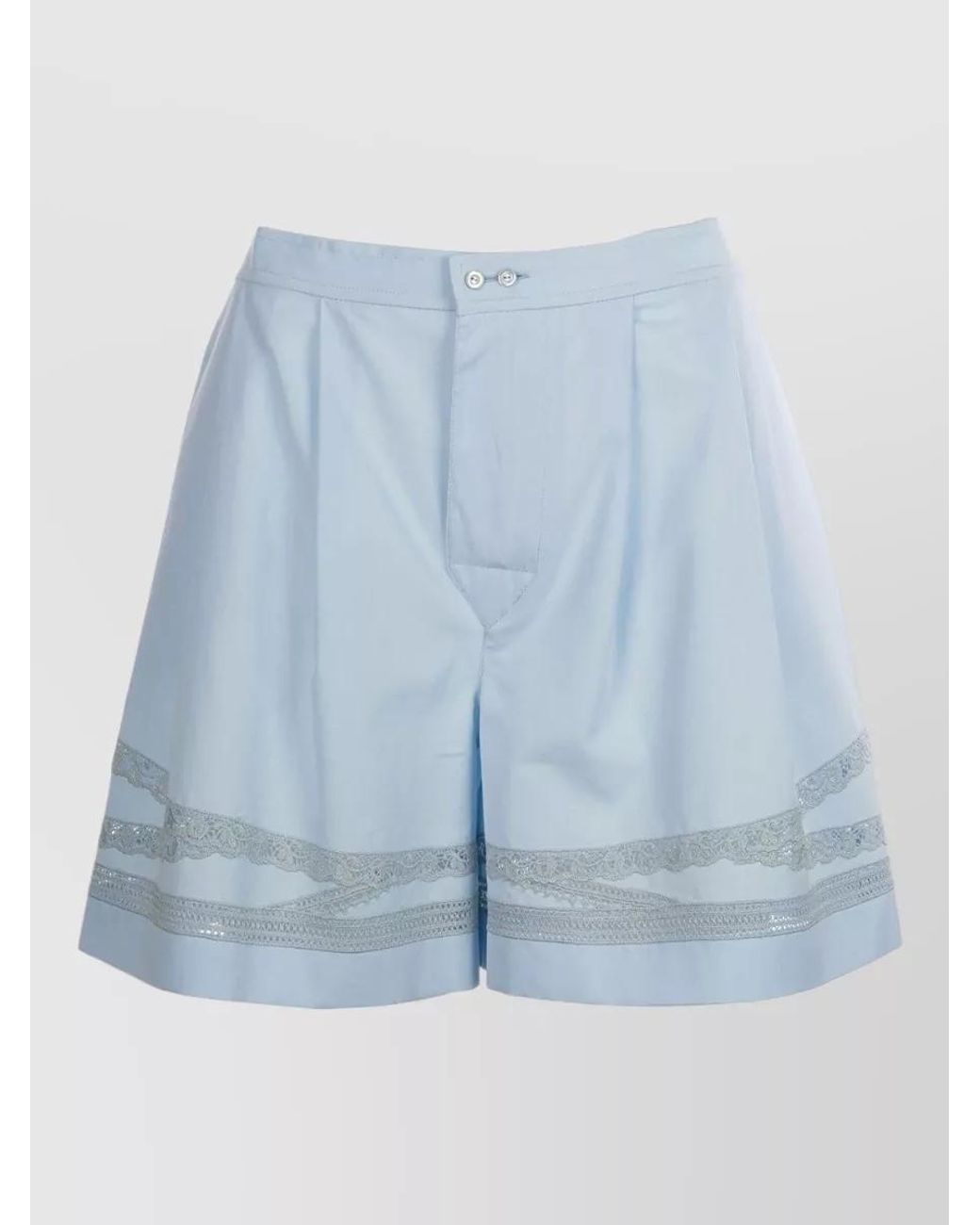Ermanno Scervino Blue Cotton Pleated Cropped Shorts