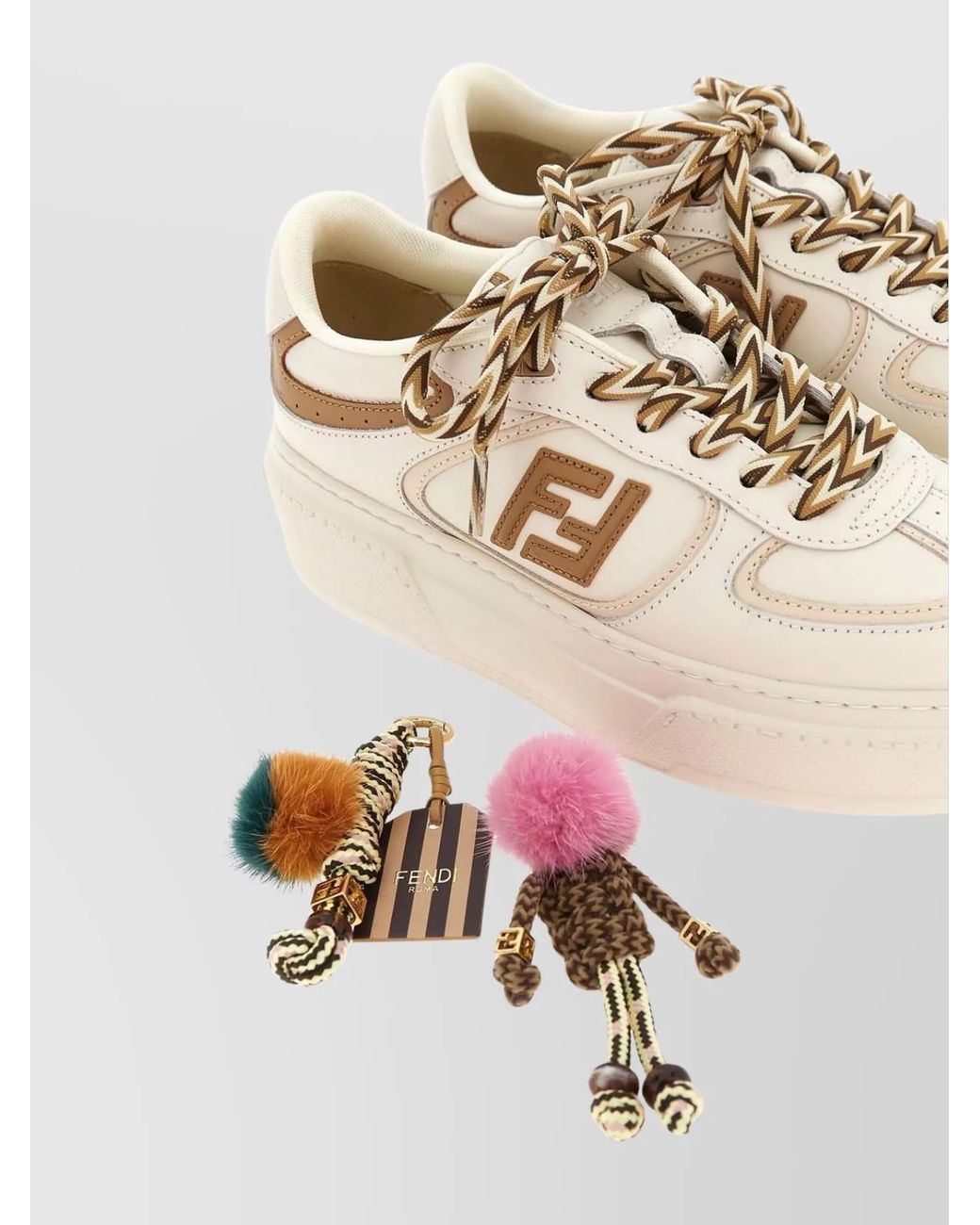 Fendi Natural Calf Leather Platform Low-Top Sneakers