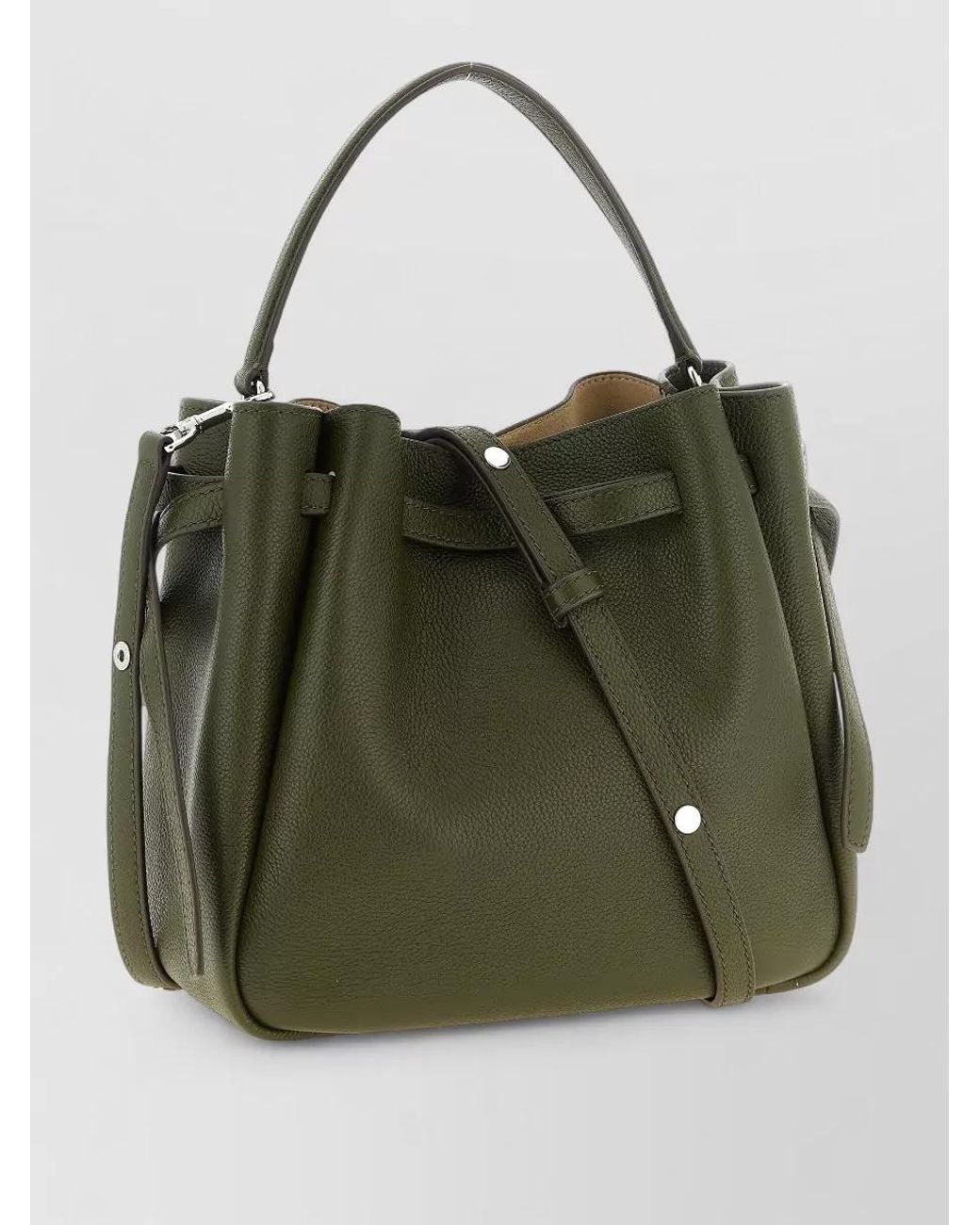 Tory Burch Green Romy Leather Bucket Bag