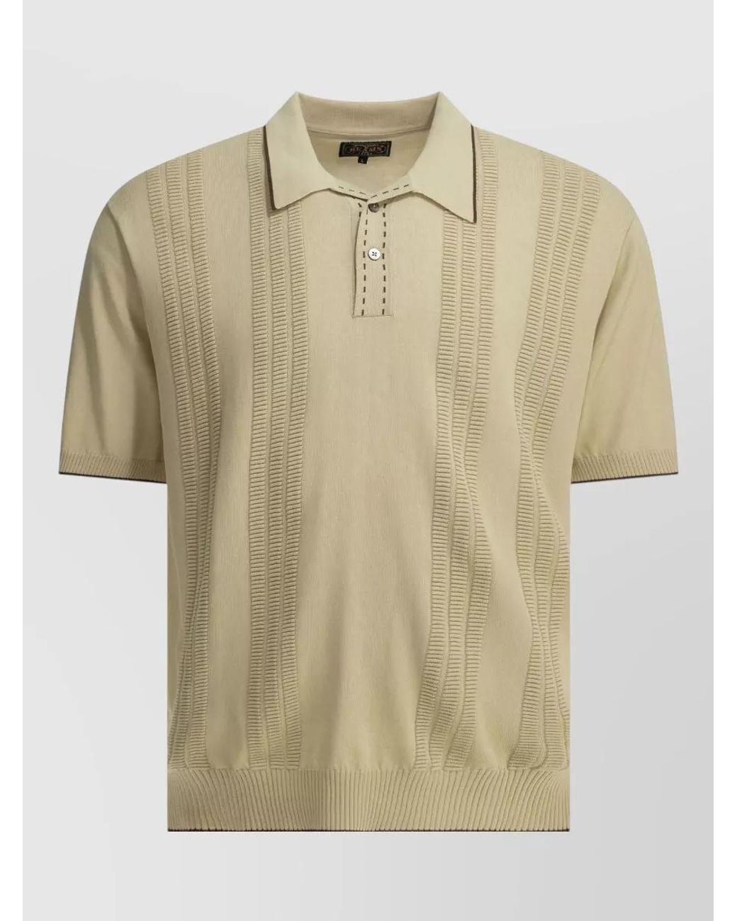 Beams Plus Natural Textured Knit Polo Shirt for men