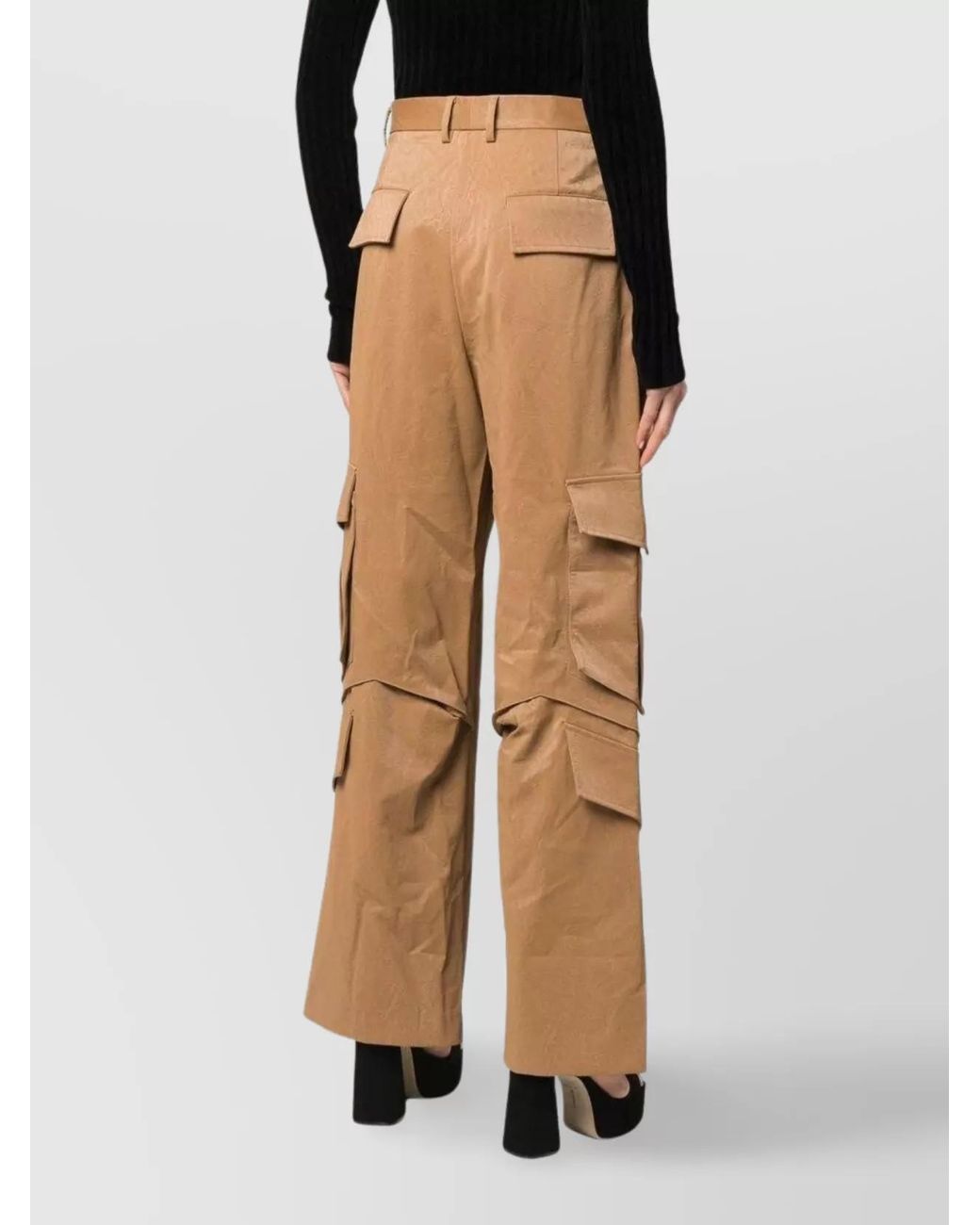 MSGM Natural Viscose Wide-Leg Cargo Trousers