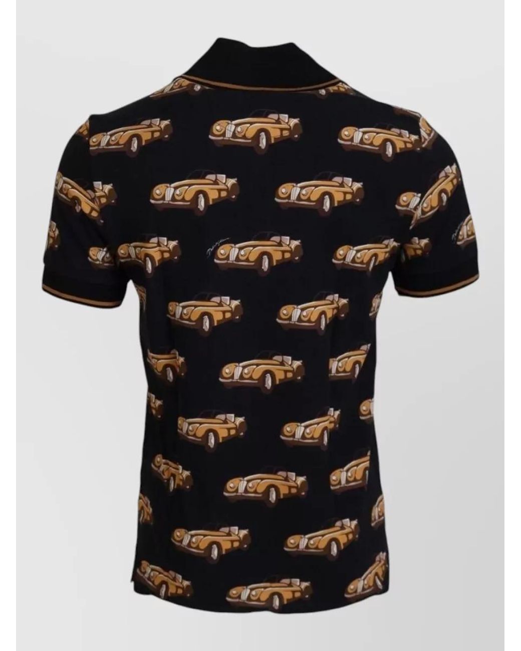 Dolce & Gabbana Black Printed Regular-Fit Short-Sleeve Polo Shirt for men