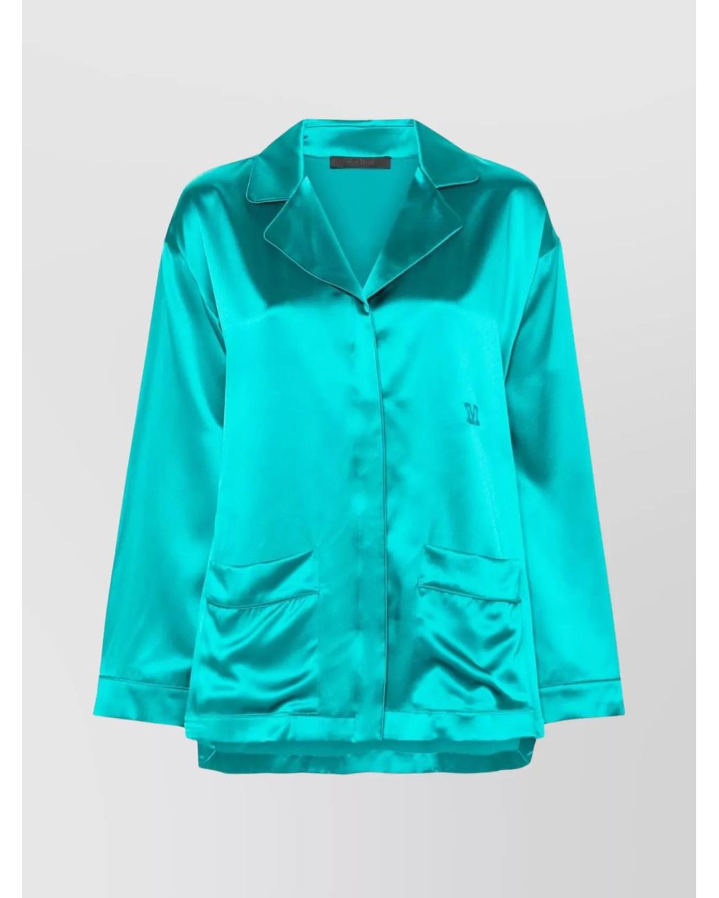 Max Mara Blue Silk Long-Sleeve Tunic Jacket