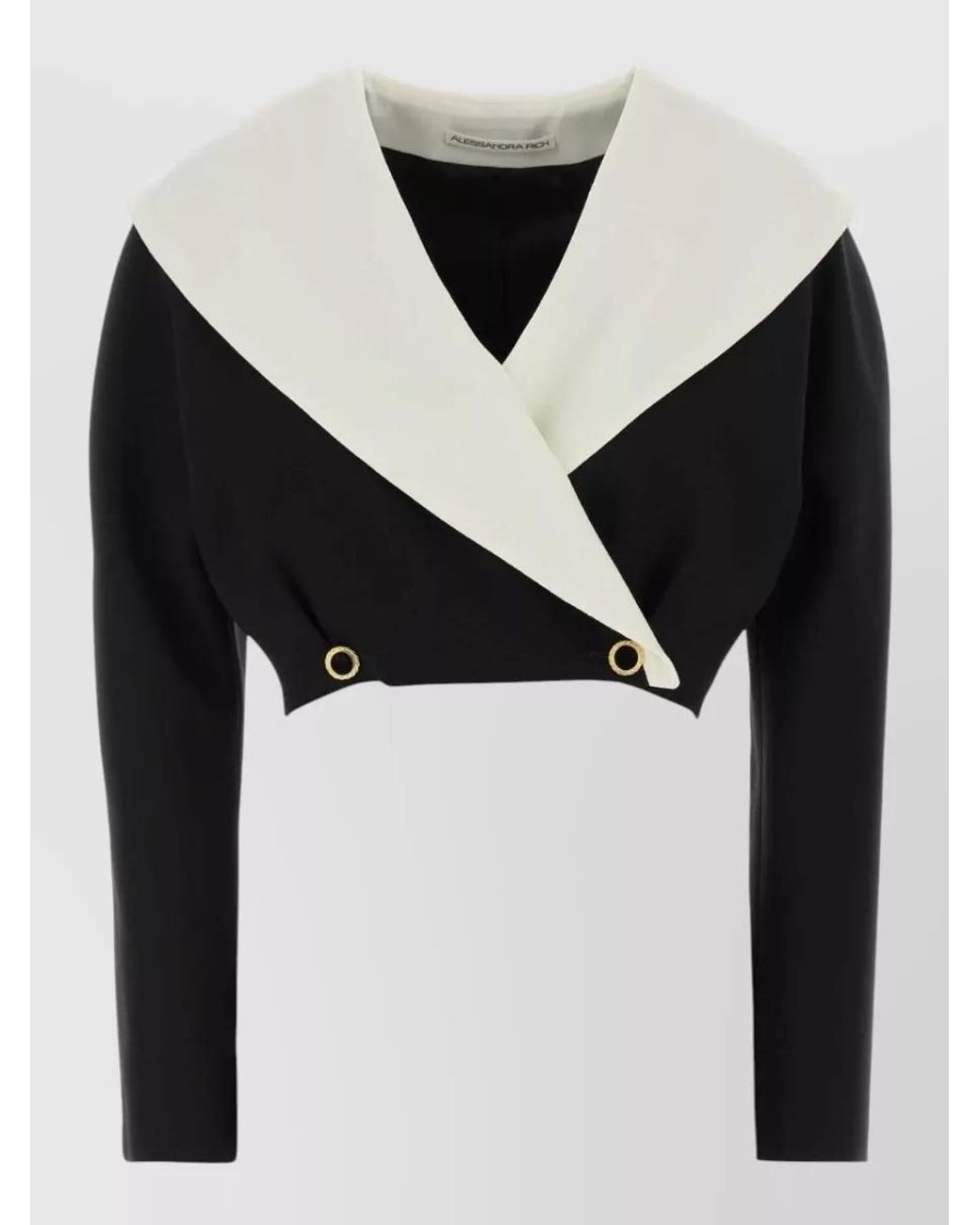 Alessandra Rich Black Wool Crepe Blazer