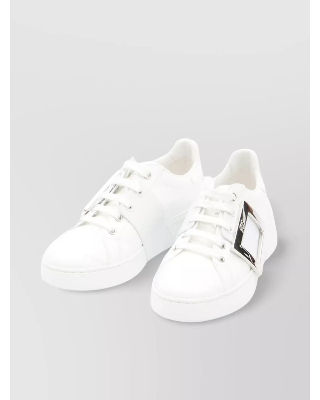Roger Vivier White Leather Low-Top Sneakers
