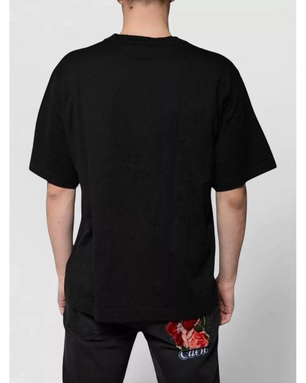 Dolce & Gabbana Black Cotton Logo V-Neck Short-Sleeve T-Shirt for men