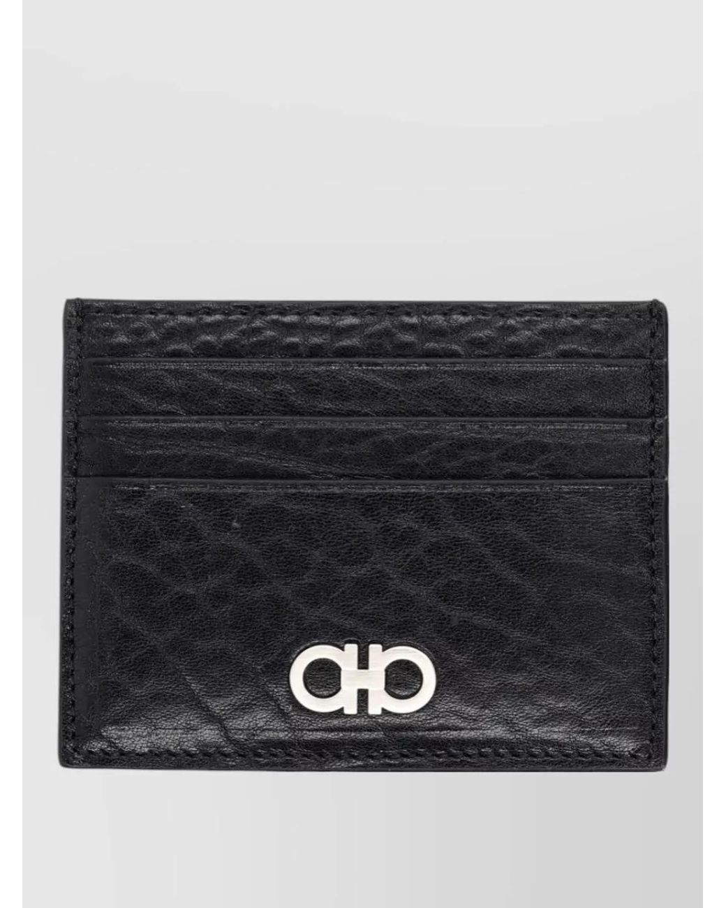 Ferragamo Black Leather Card Holder for men
