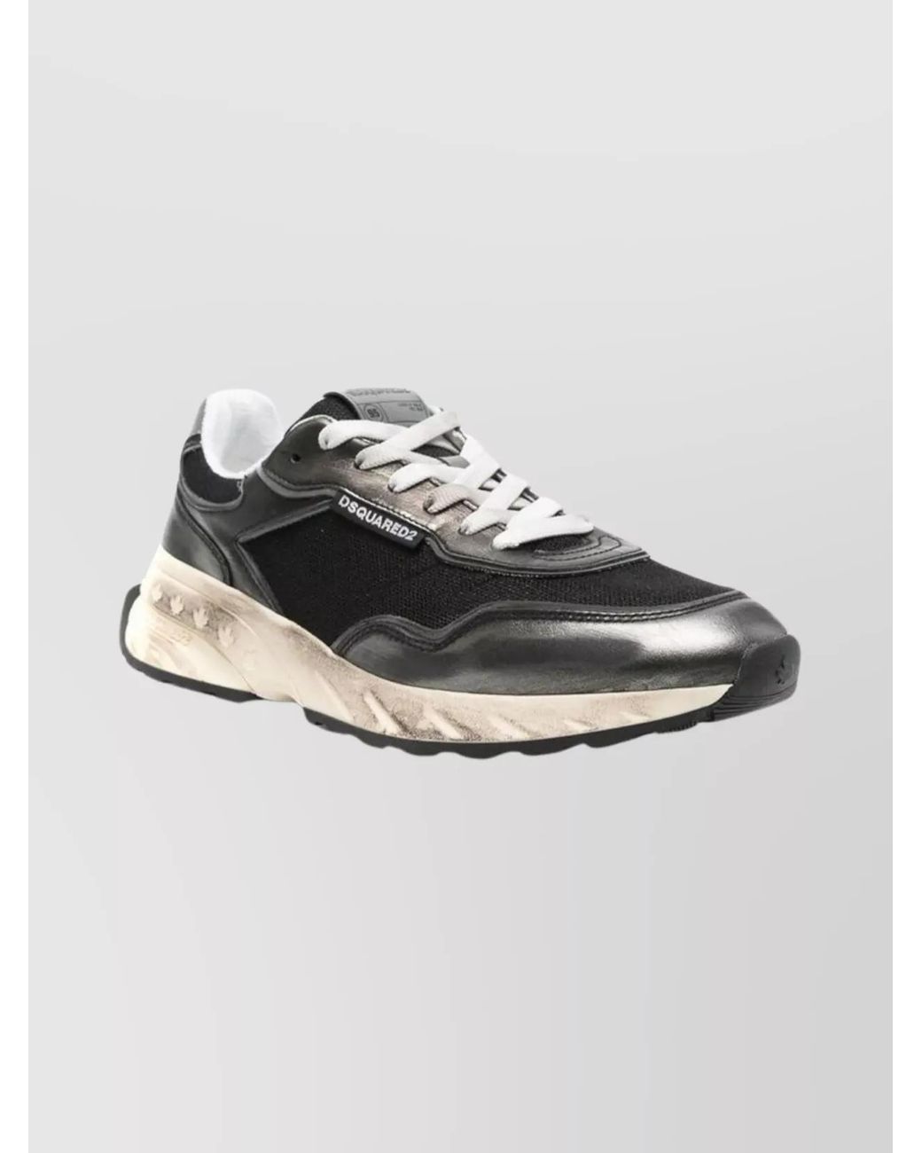 DSquared² Gray Leather Paneled Low-Top Sneakers for men