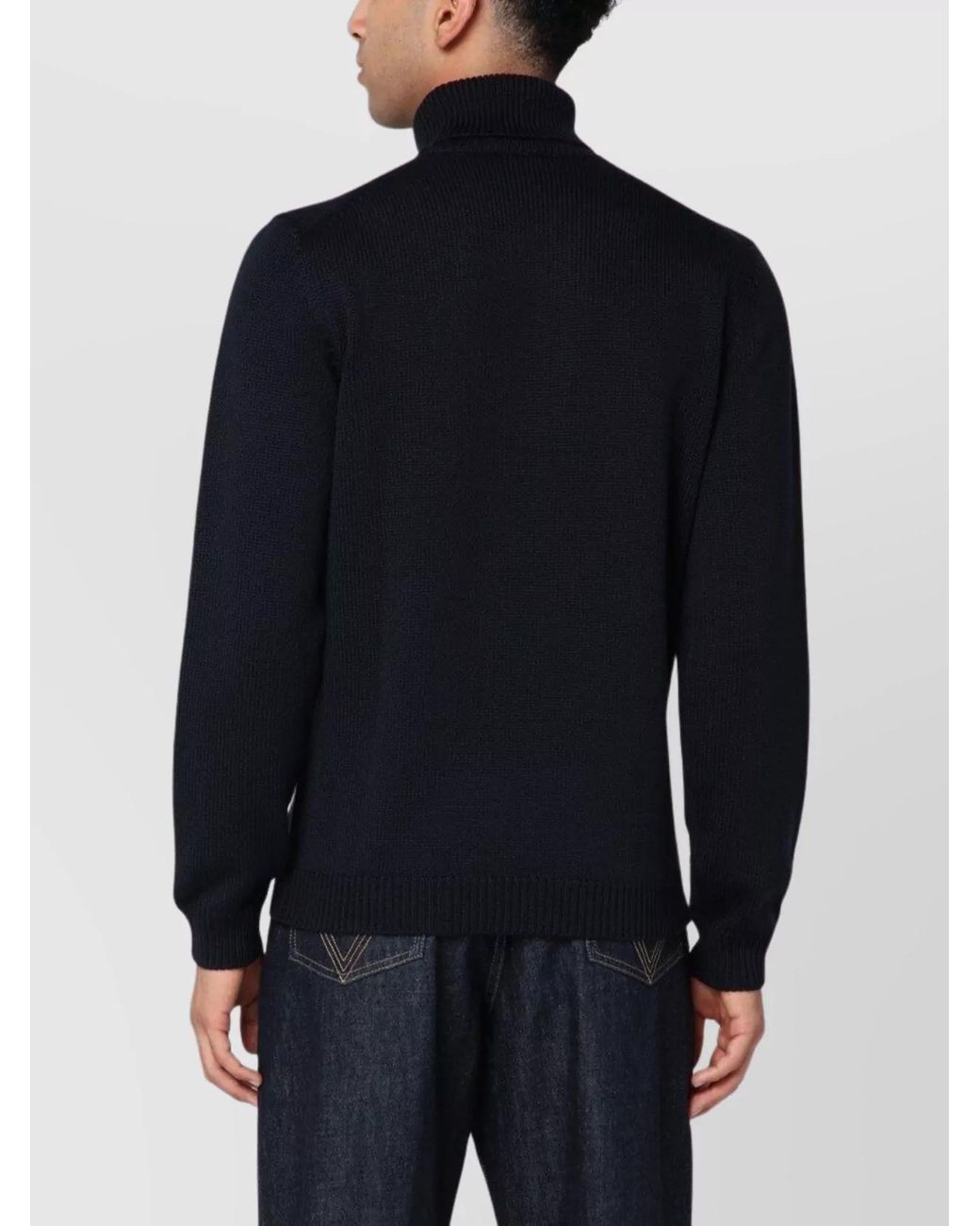 Roberto Collina Blue Wool Turtleneck Sweater for men