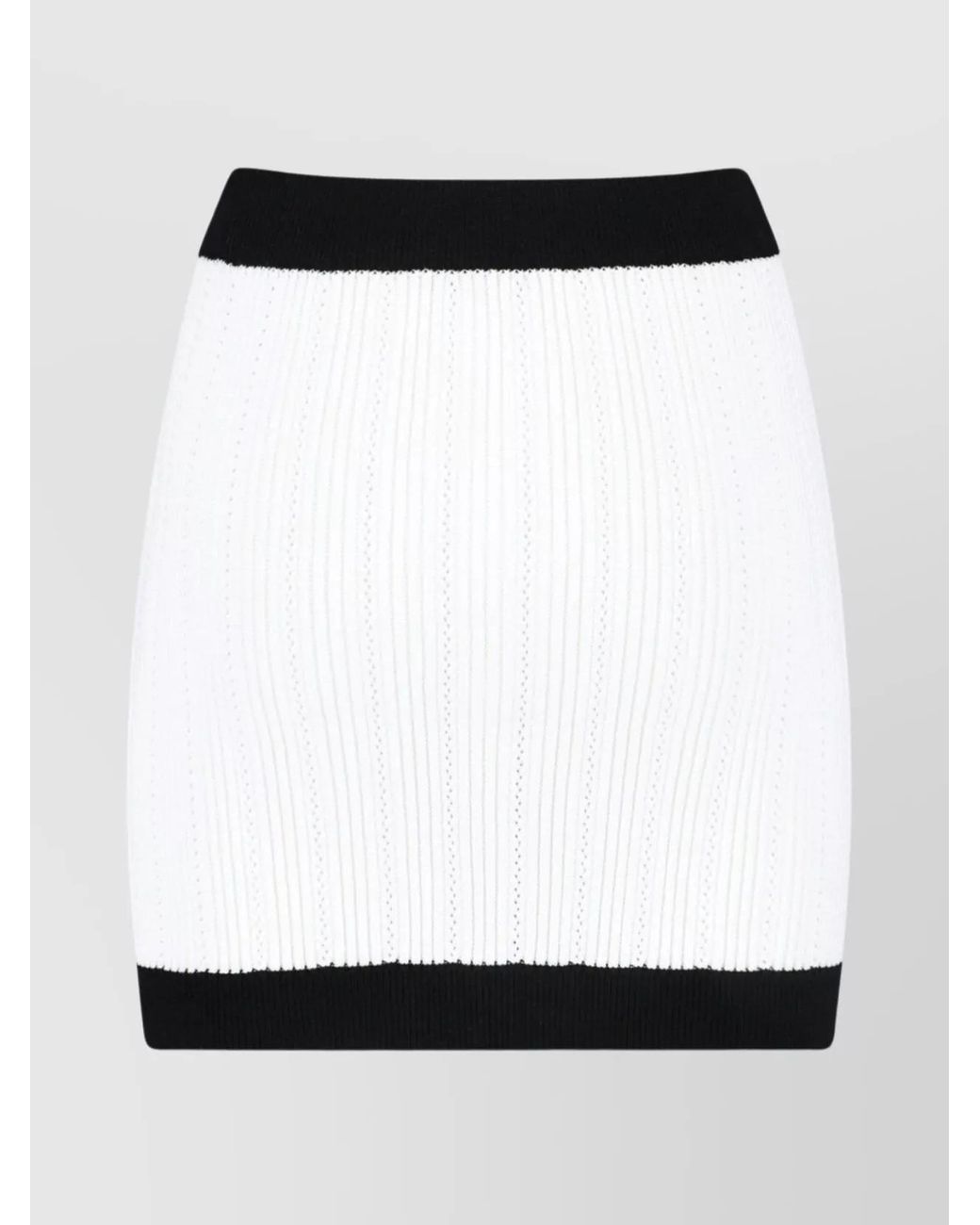 Balmain Black Ribbed Knit Two Tone Mini Skirt