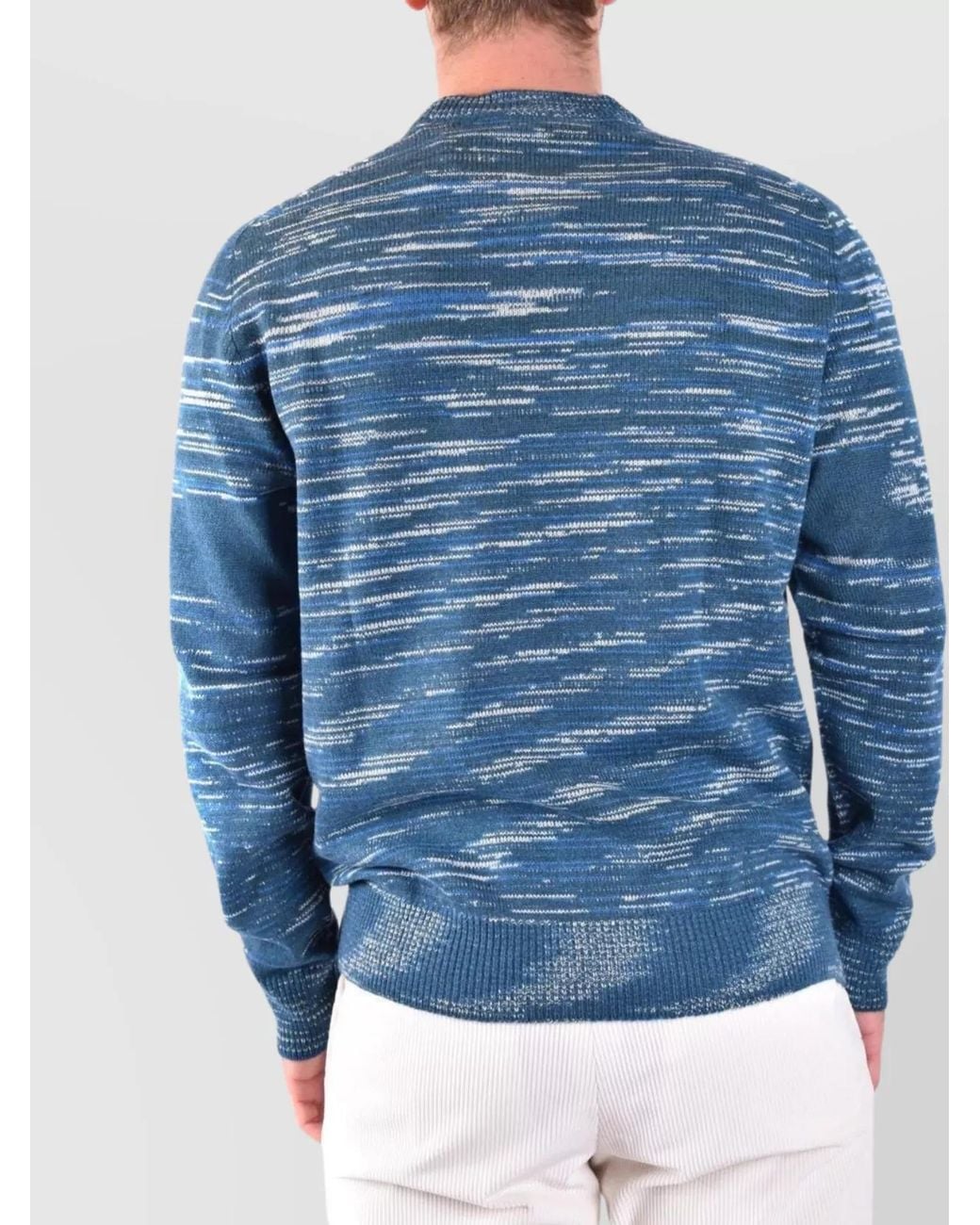 Missoni Blue Cashmere Striped Intarsia-Knit Crew-Neck Jumper for men