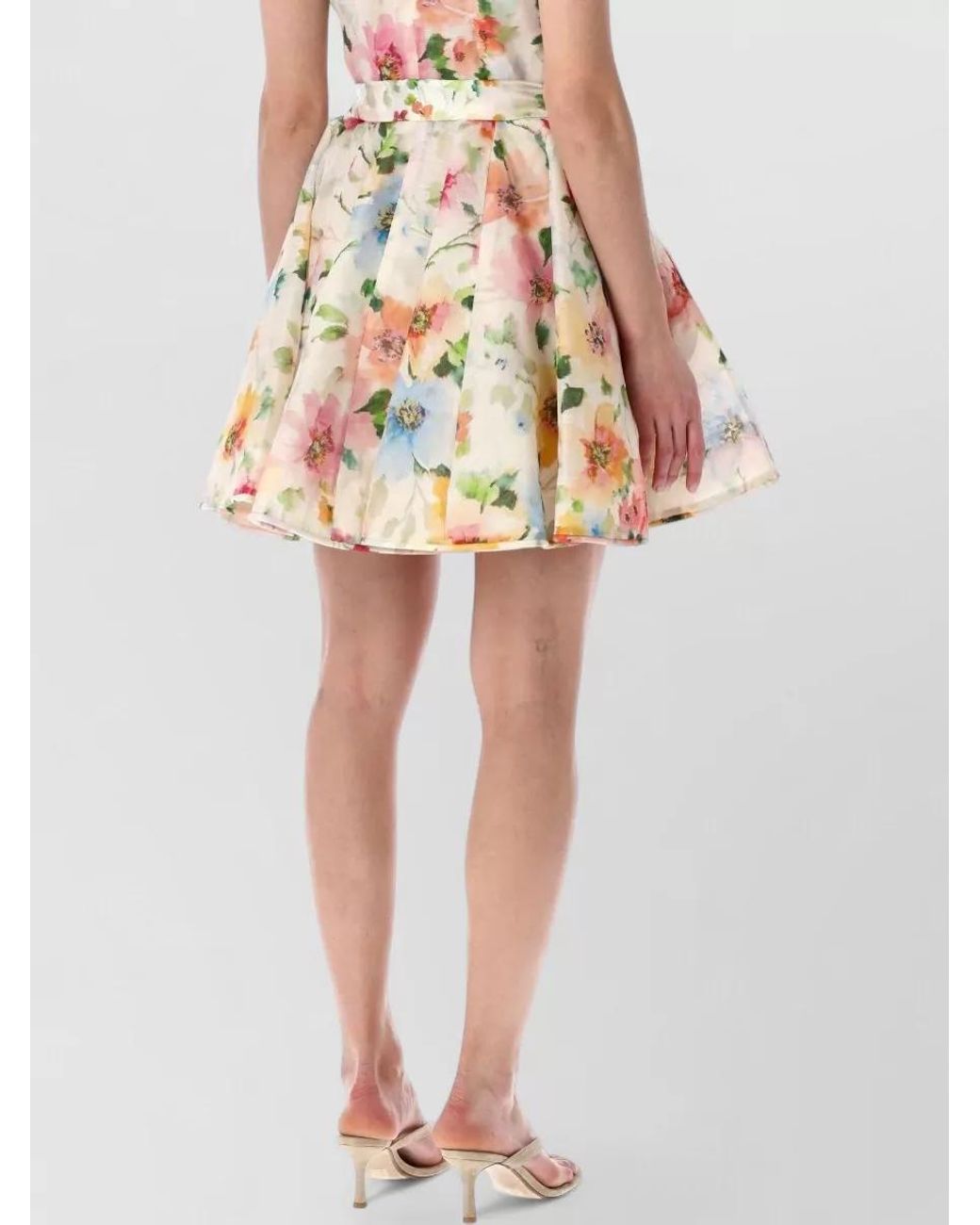 Zimmermann Multicolor Silk Linen Halterneck Flared Mini Dress