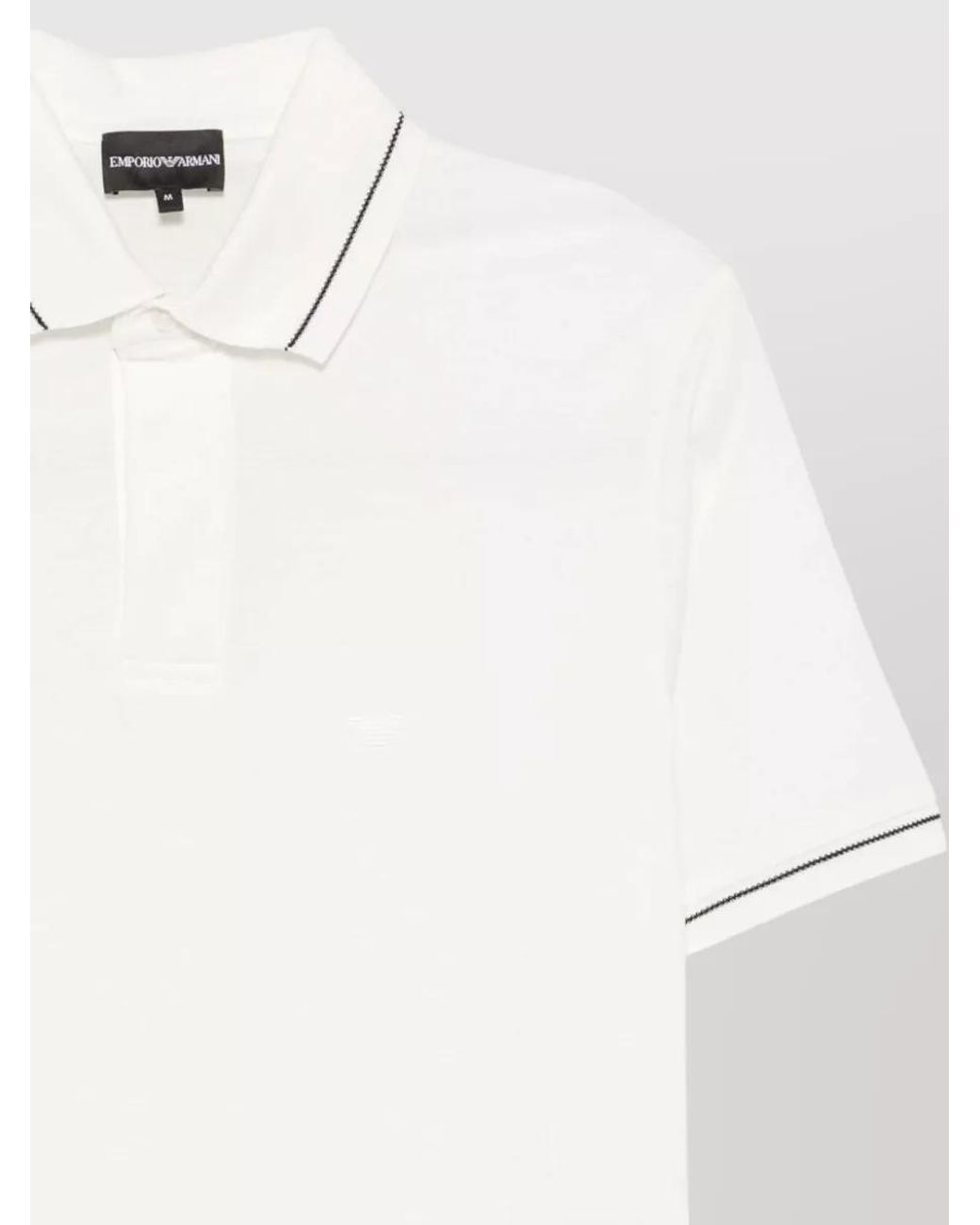 Emporio Armani White Cotton Piqué Contrast-Trim Polo Shirt for men