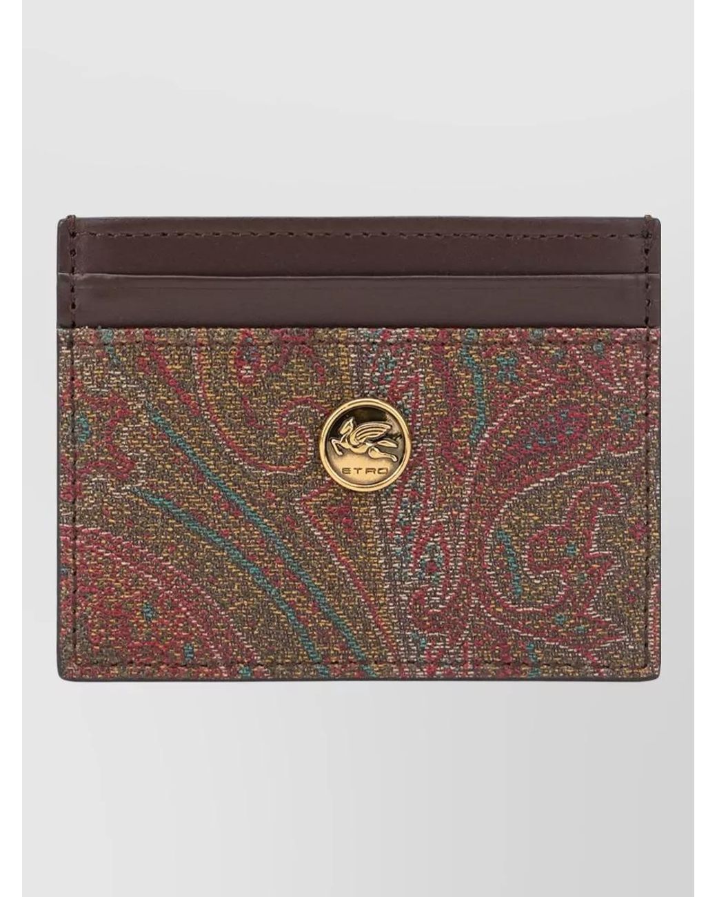 Etro Brown Paisley-Print Card Holder