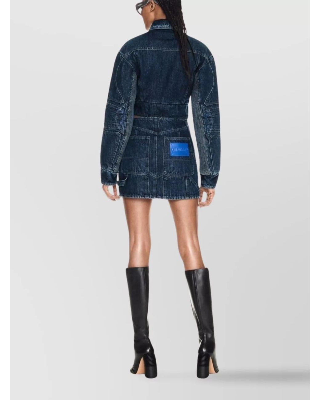 Off-White c/o Virgil Abloh Blue Cutout Cropped Denim Jacket