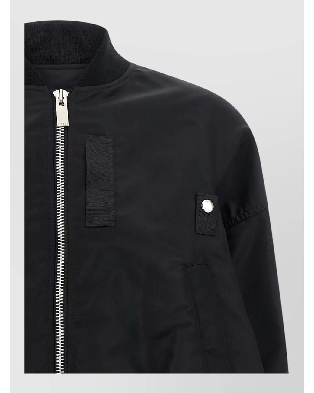 Sacai Black Nylon Ribbed Cropped Bomber Jacket