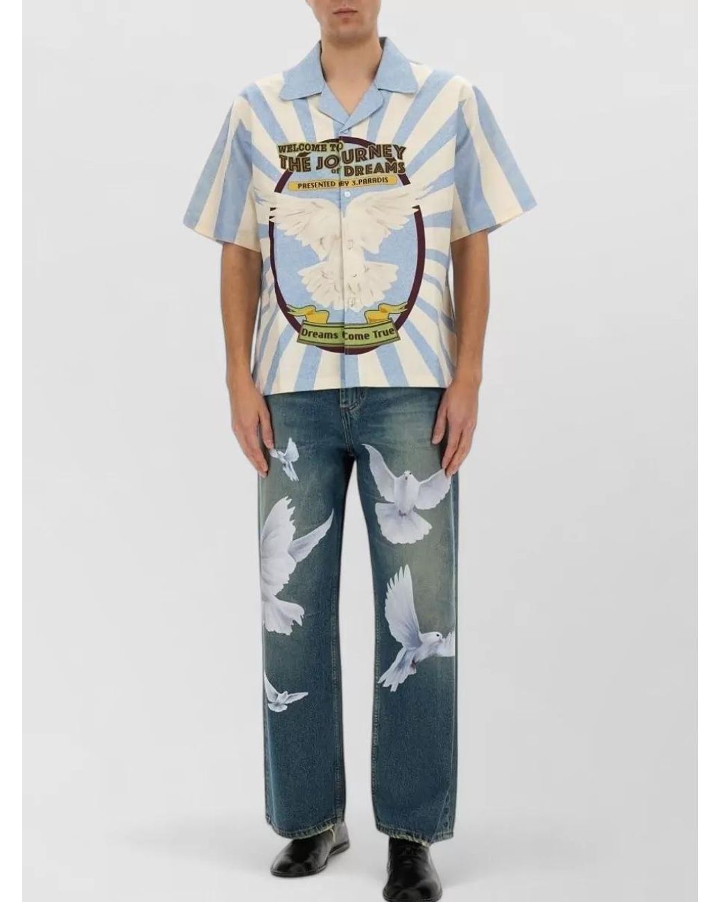 3.PARADIS Green Cotton Journey Of Dreams Shirt for men