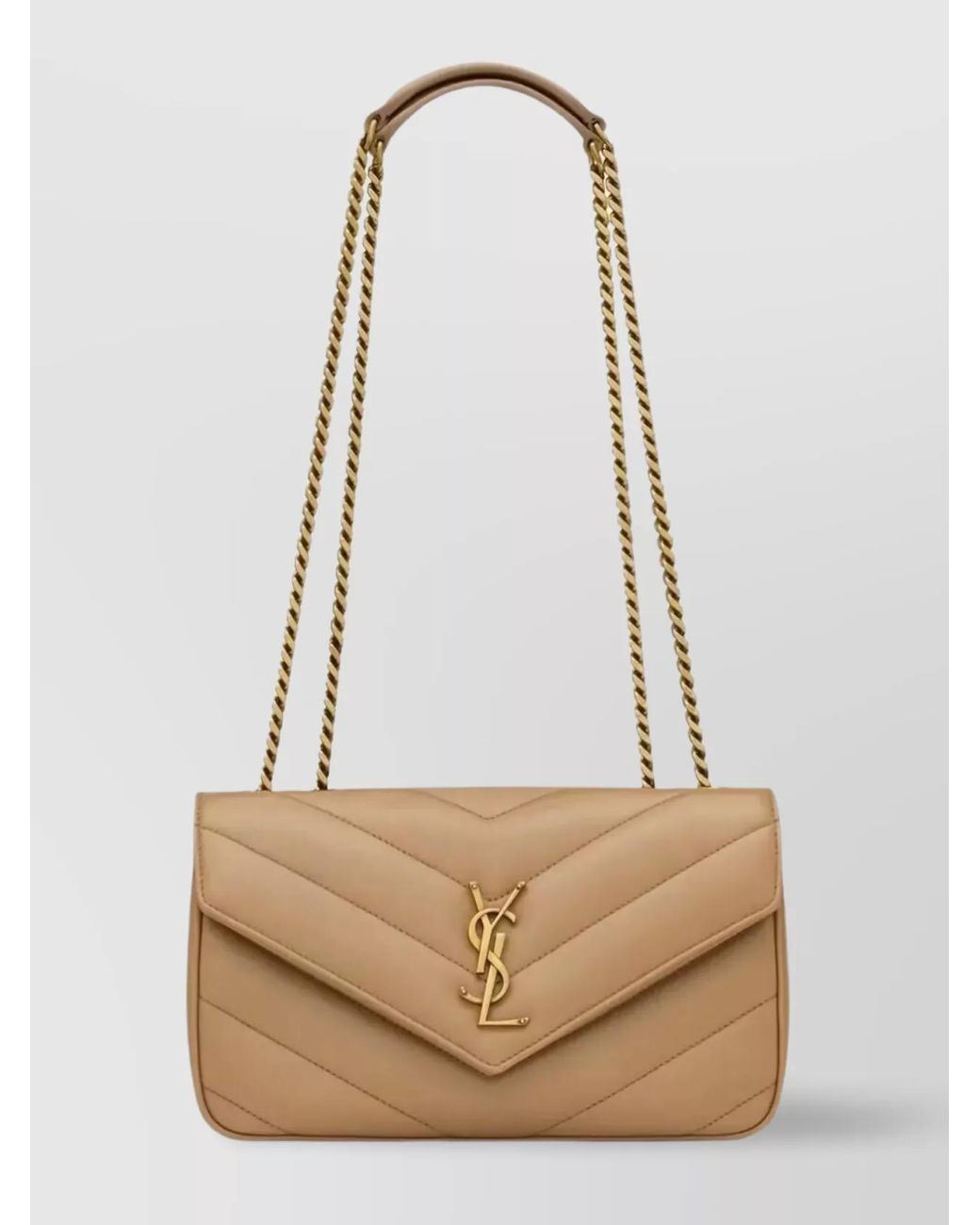 Saint Laurent Natural Loulou Small Leather Quilted Shoulder Bag