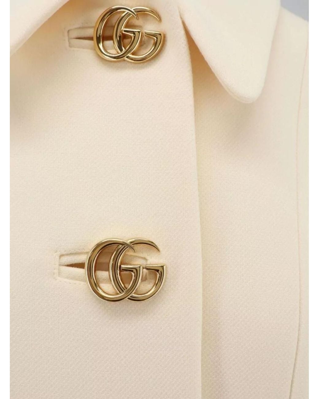 Gucci Natural Wool Crepe Fitted Jacket
