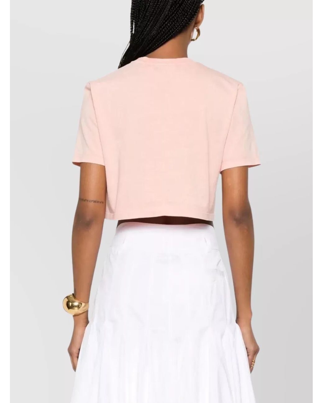 Fendi Pink Cotton Cropped Logo T-Shirt