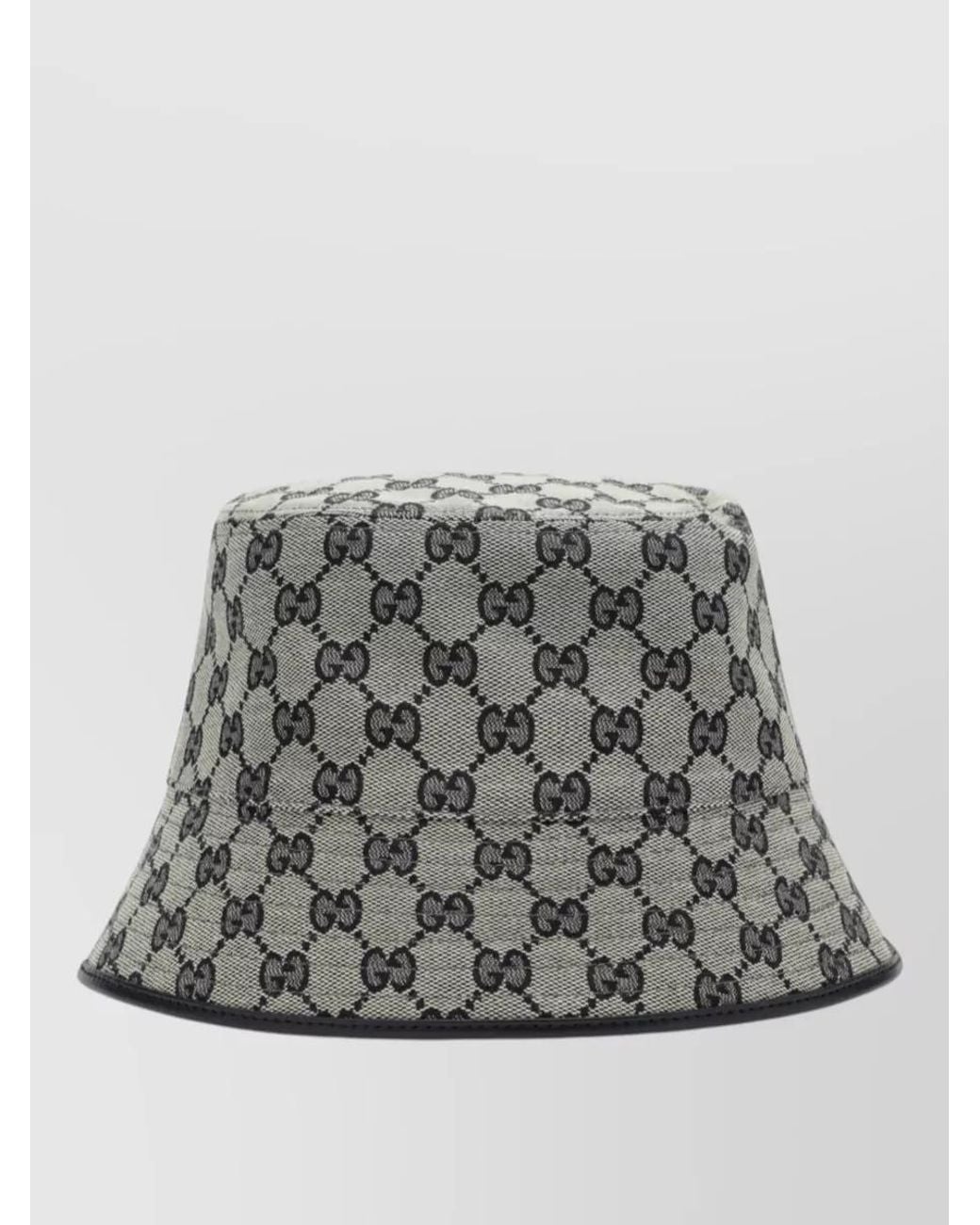 Gucci Gray Logo Canvas Bucket Hat