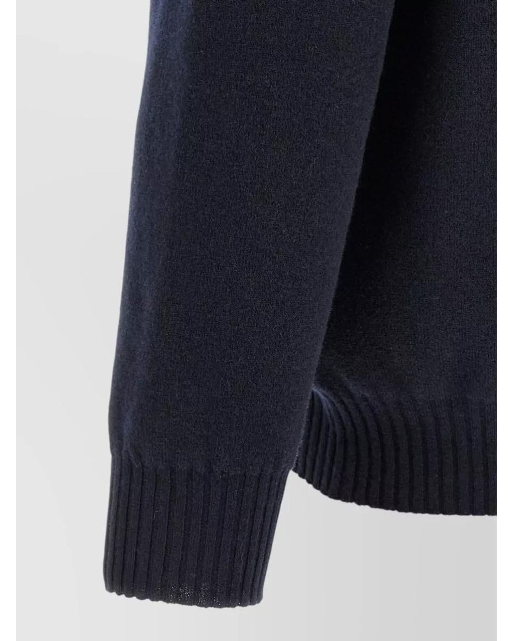 Roberto Collina Blue Merino Wool Relaxed-Fit Half-Zip Polo Sweater for men