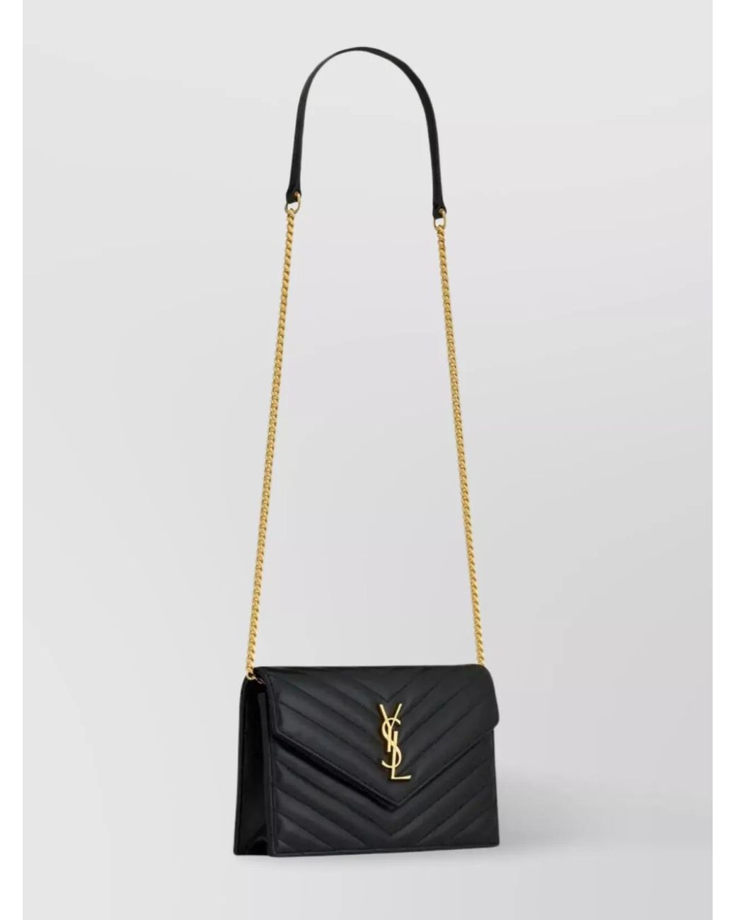 Saint Laurent White Cassandre Lambskin Wallet On Chain