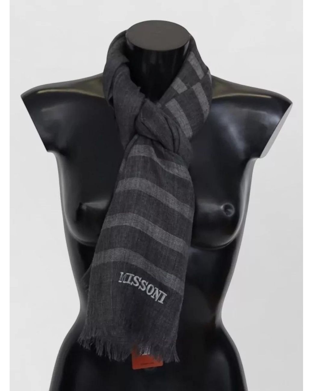Missoni Black Striped Wool Scarf for men