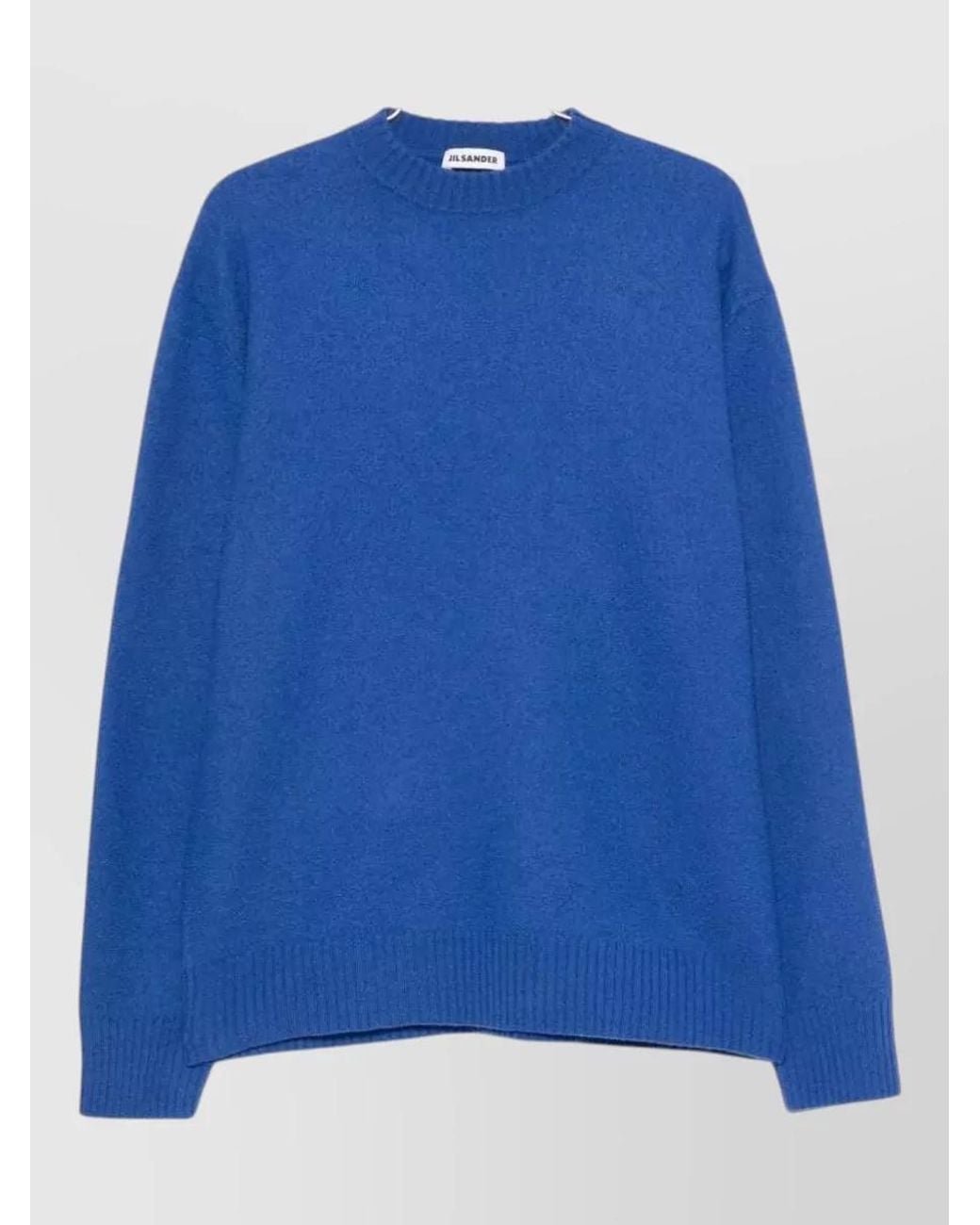 Jil Sander Blue Wool Ribbed Turtleneck Long-Sleeve Sweater for men